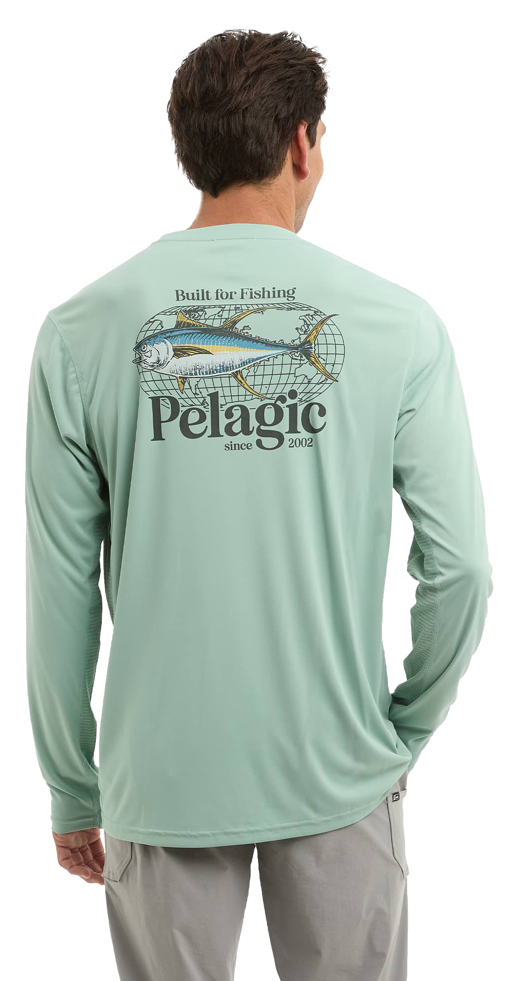 Image of Pelagic Vaportek Worldwide YFT Long-Sleeve Fishing Shirt - Sage
