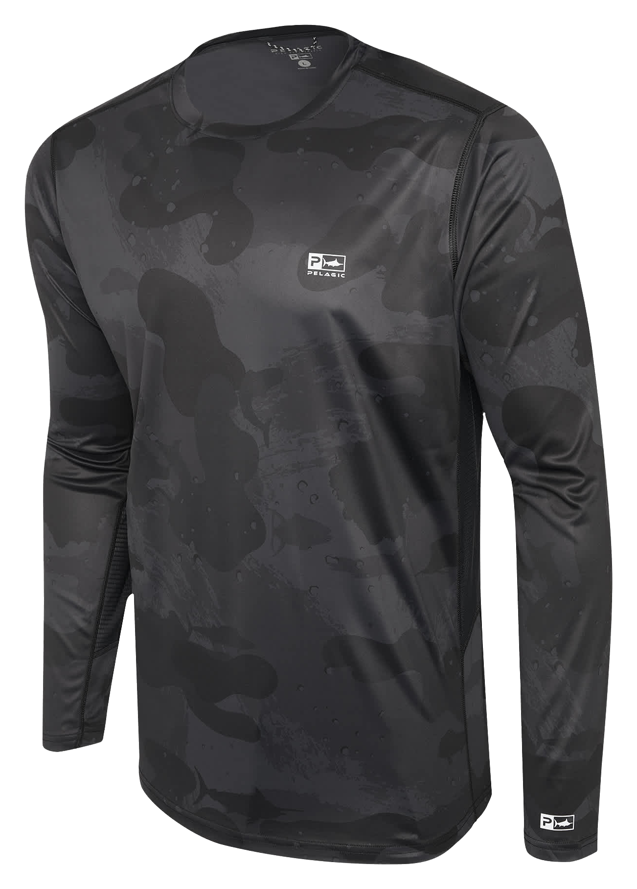 Image of Pelagic Vaportek Brush Camo Long-Sleeve Fishing Shirt - Black