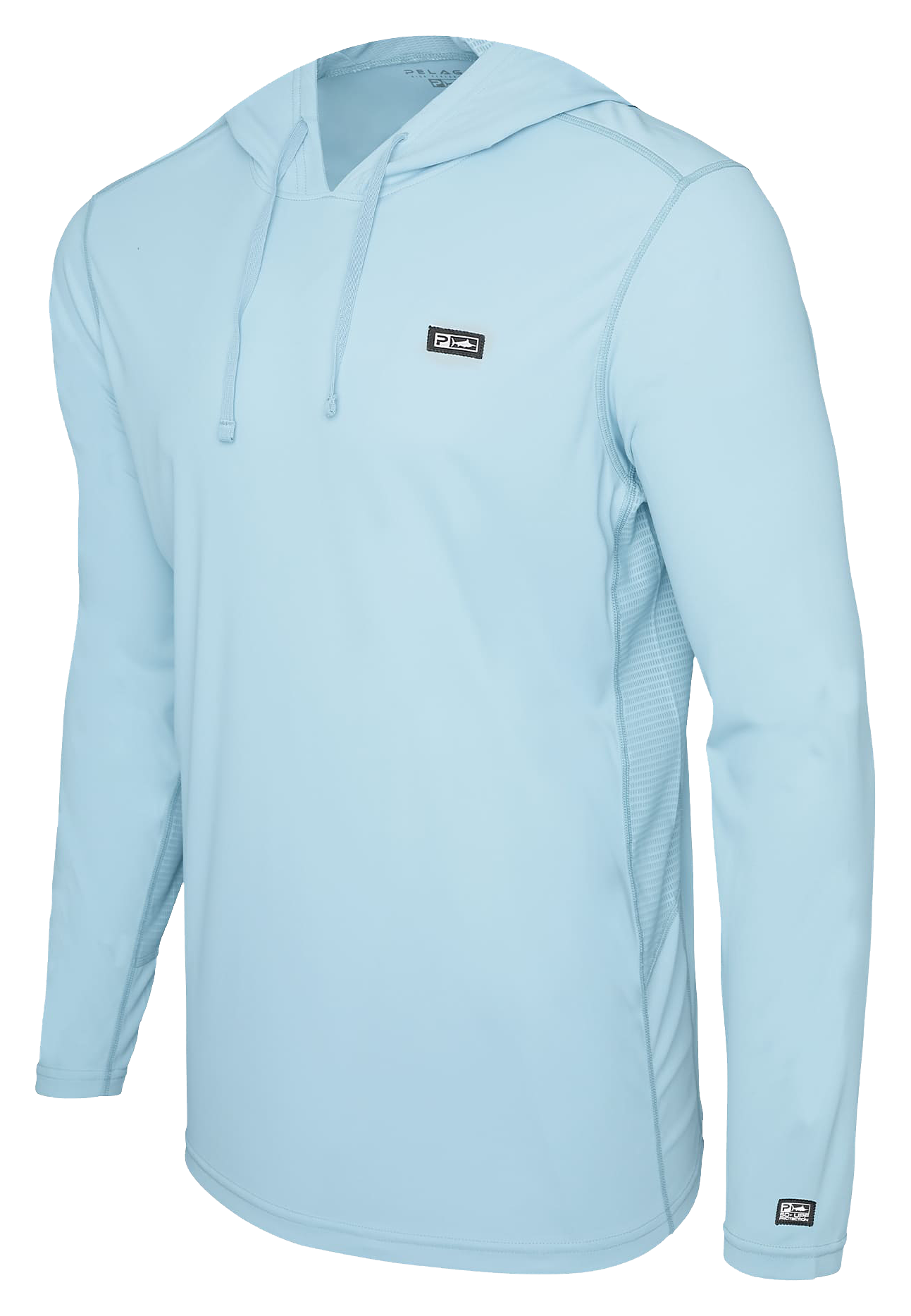 Image of Pelagic Vaportek Hooded Long-Sleeve Fishing Shirt - Light Blue
