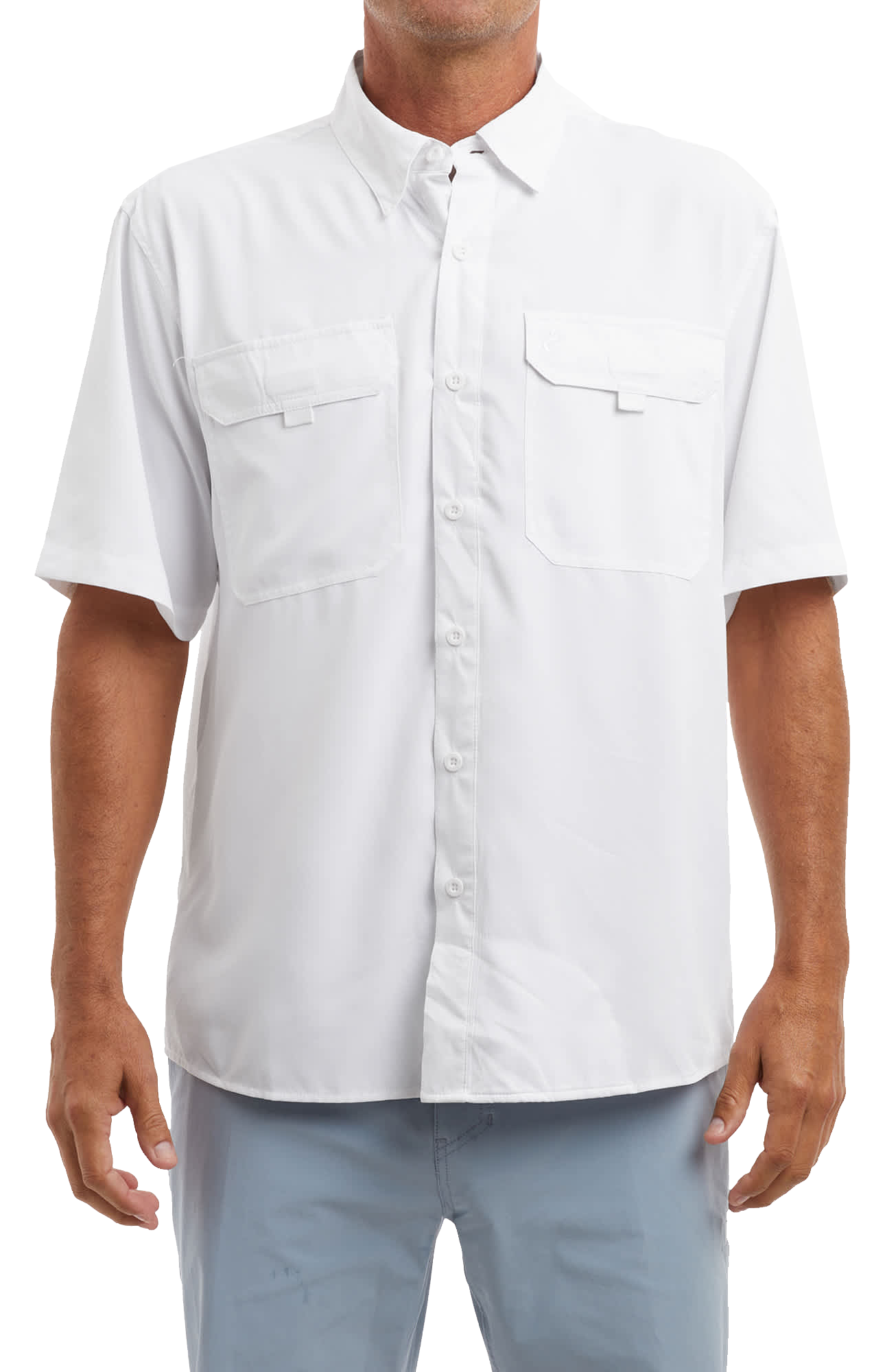 Image of Pelagic Keys Solid Short-Sleeve Fishing Shirt - White