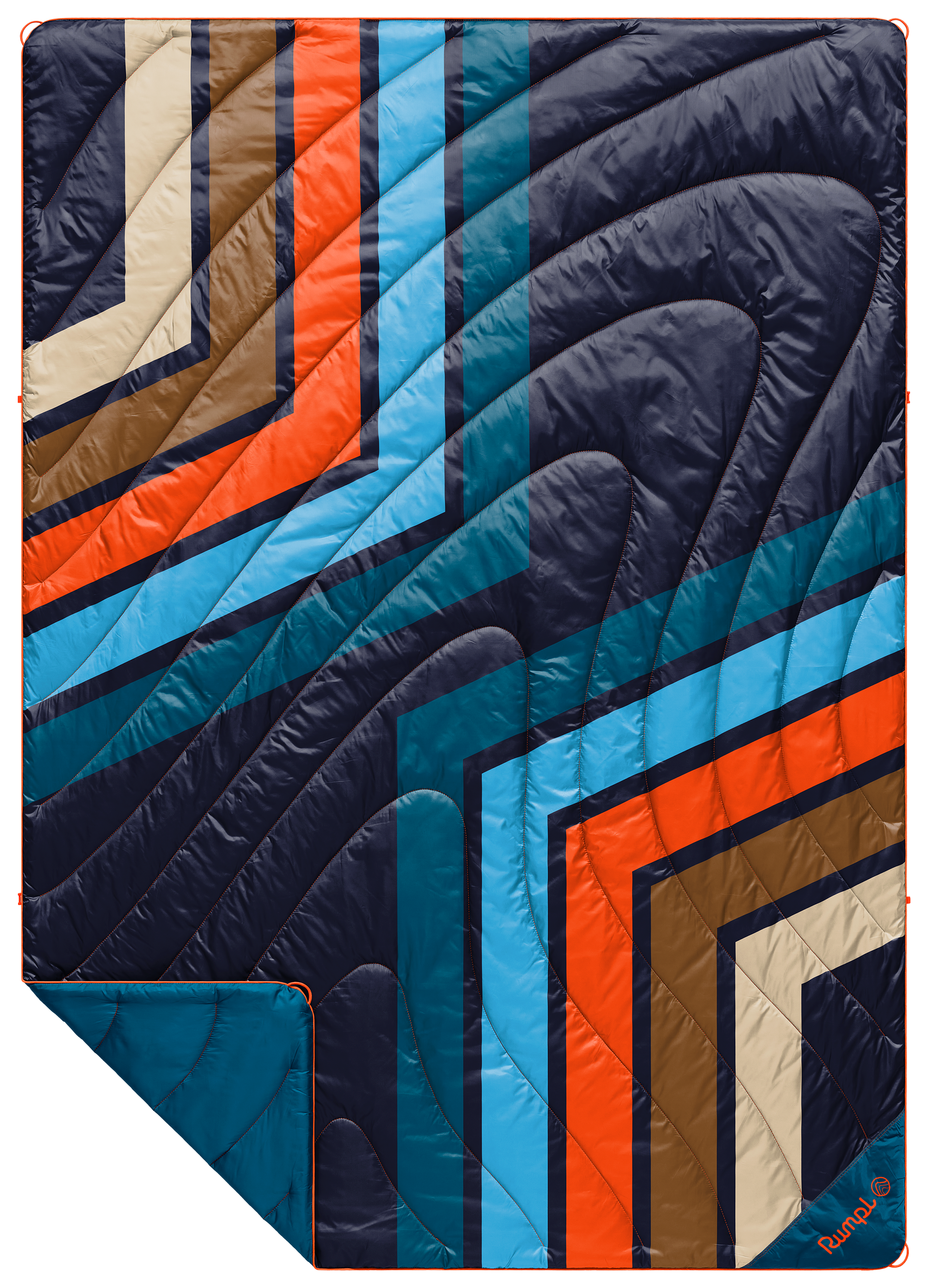 Image of Rumpl Original Puffy Outdoor Blanket - Midnight Retro Stripes