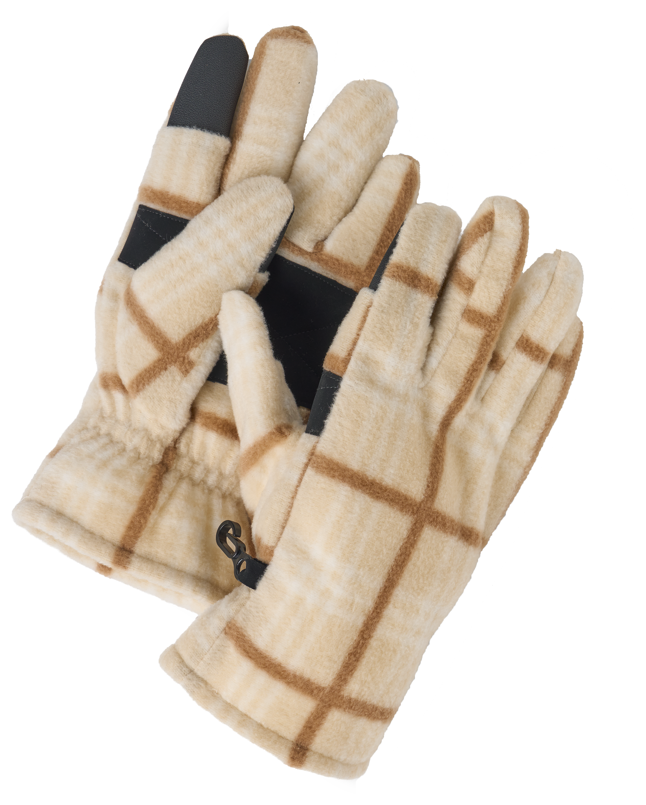 Natural Reflections Plaid Fleece Gloves - Tan