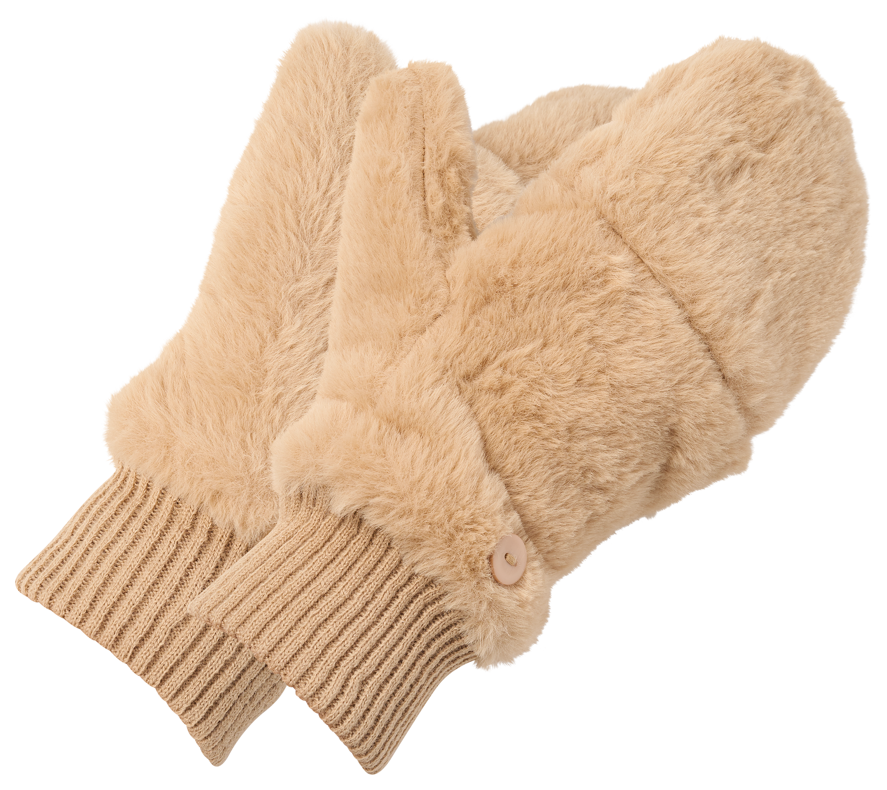 Natural Reflections Faux-Fur Mittens - Tan