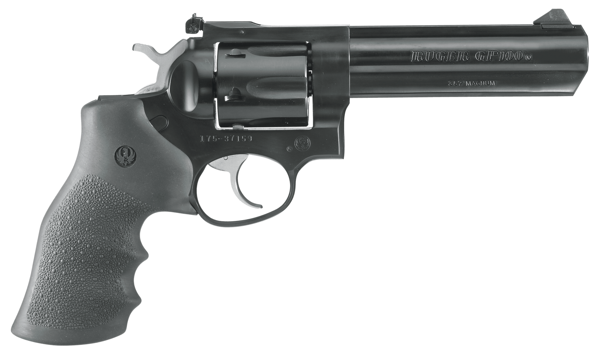 Image of Ruger GP100 DA/SA Revolver with Blued Finish and Rubber Grips