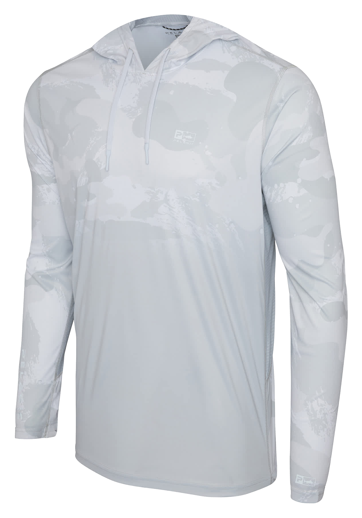 Image of Pelagic Vaportek Brush Camo Fade Hooded Long-Sleeve Fishing Shirt - Light Grey