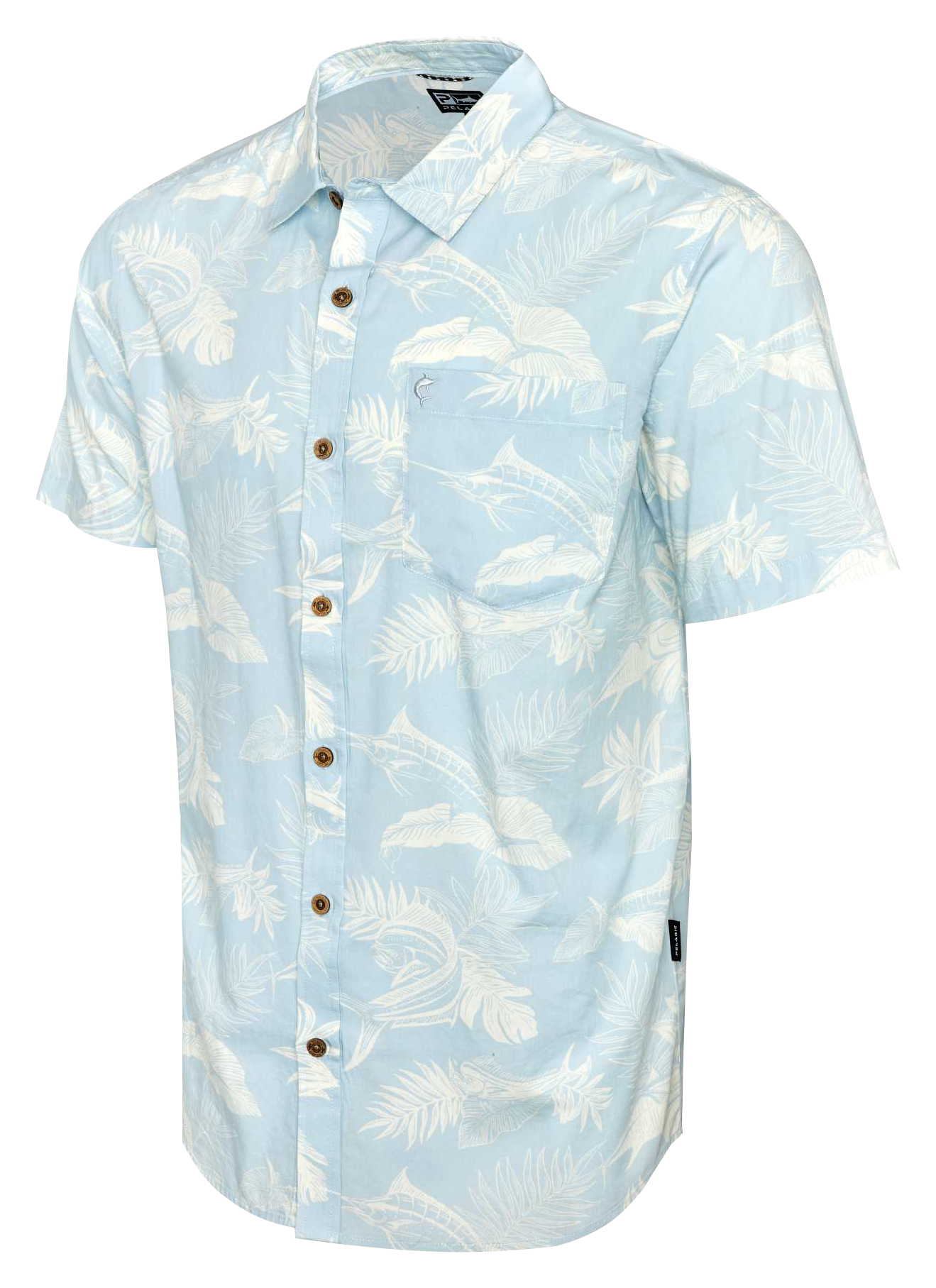 Image of Pelagic Knockdown Woven Button-Up Short-Sleeve Shirt - Blue Fog