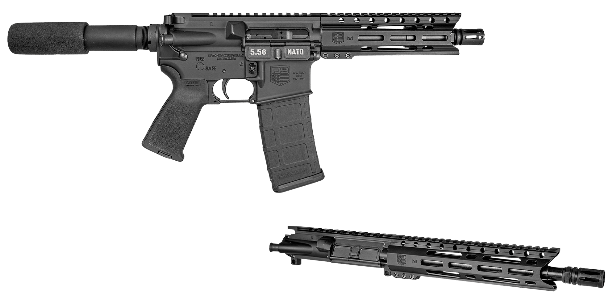Diamondback DB15 AR15 556 NATO223 Rem SemiAuto Pistol Combo with 300 BLK Upper