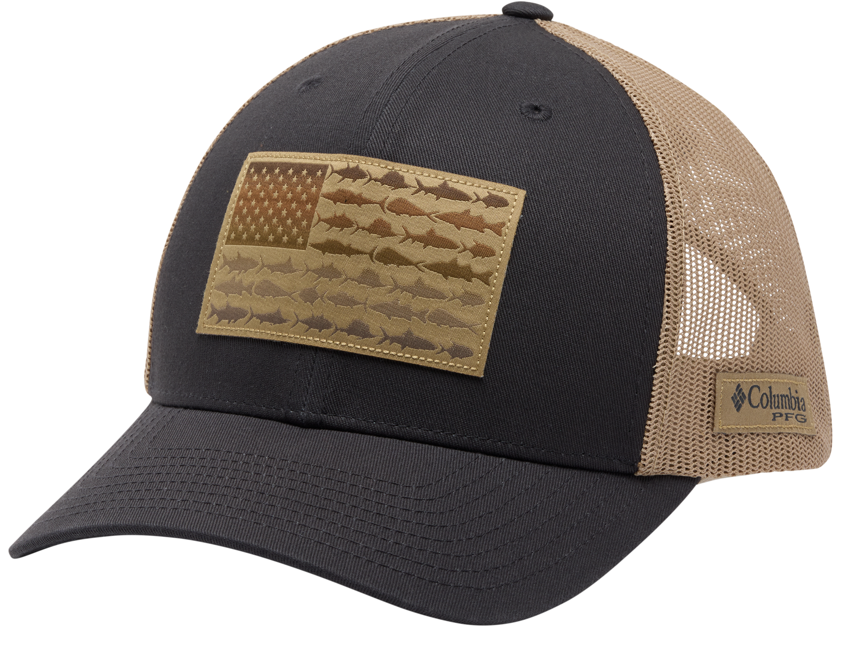 Image of Columbia PFG Mesh Snapback Fish Flag Ball Cap - Shark/Beach