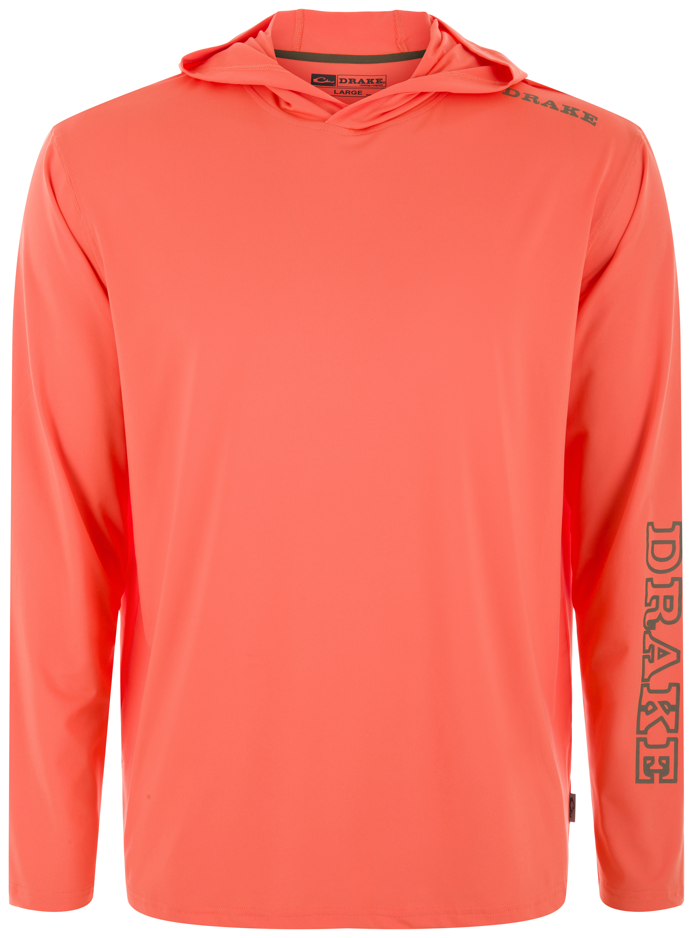 Image of Drake Waterfowl Lake Shore Performance Hooded Long-Sleeve Shirt - Coral Quartz