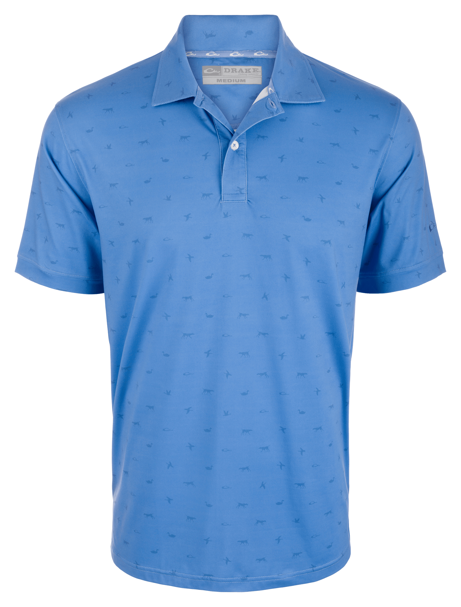 Image of Drake Waterfowl Print Performance Polo - Marina Blue