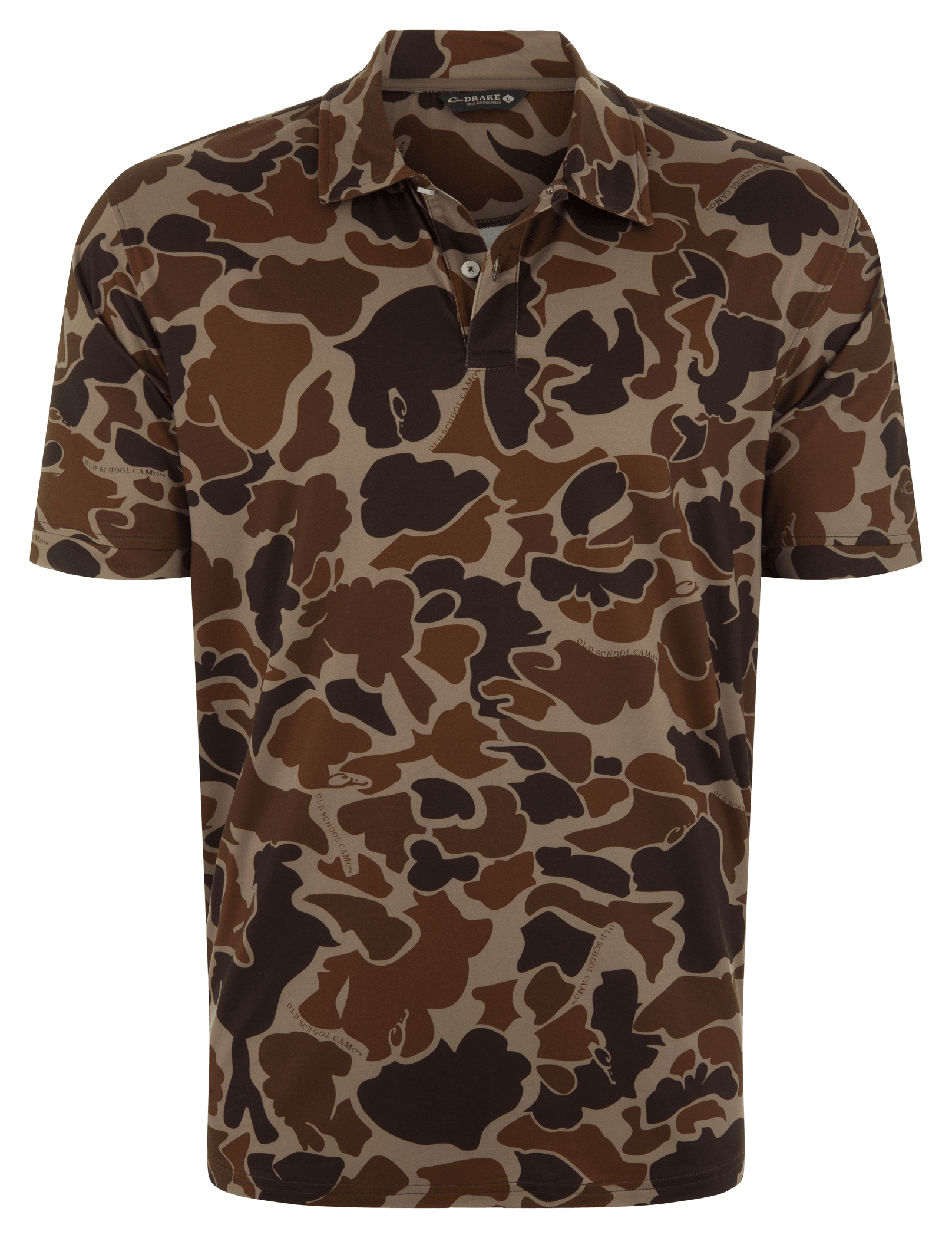 Drake Waterfowl Camo Performance Polo - Old School Camo
