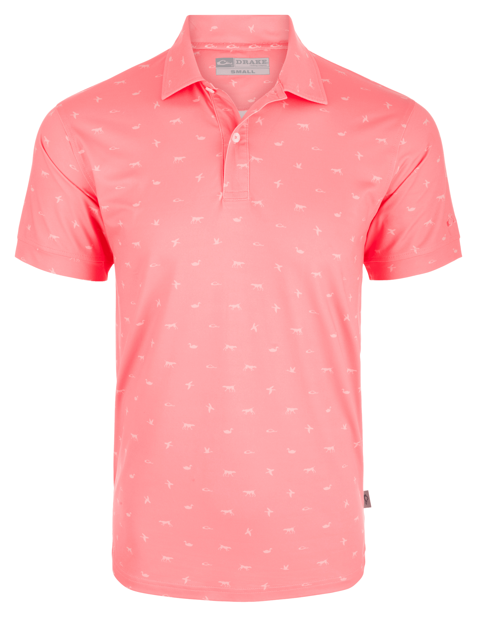 Image of Drake Waterfowl Print Performance Polo - Shell Pink
