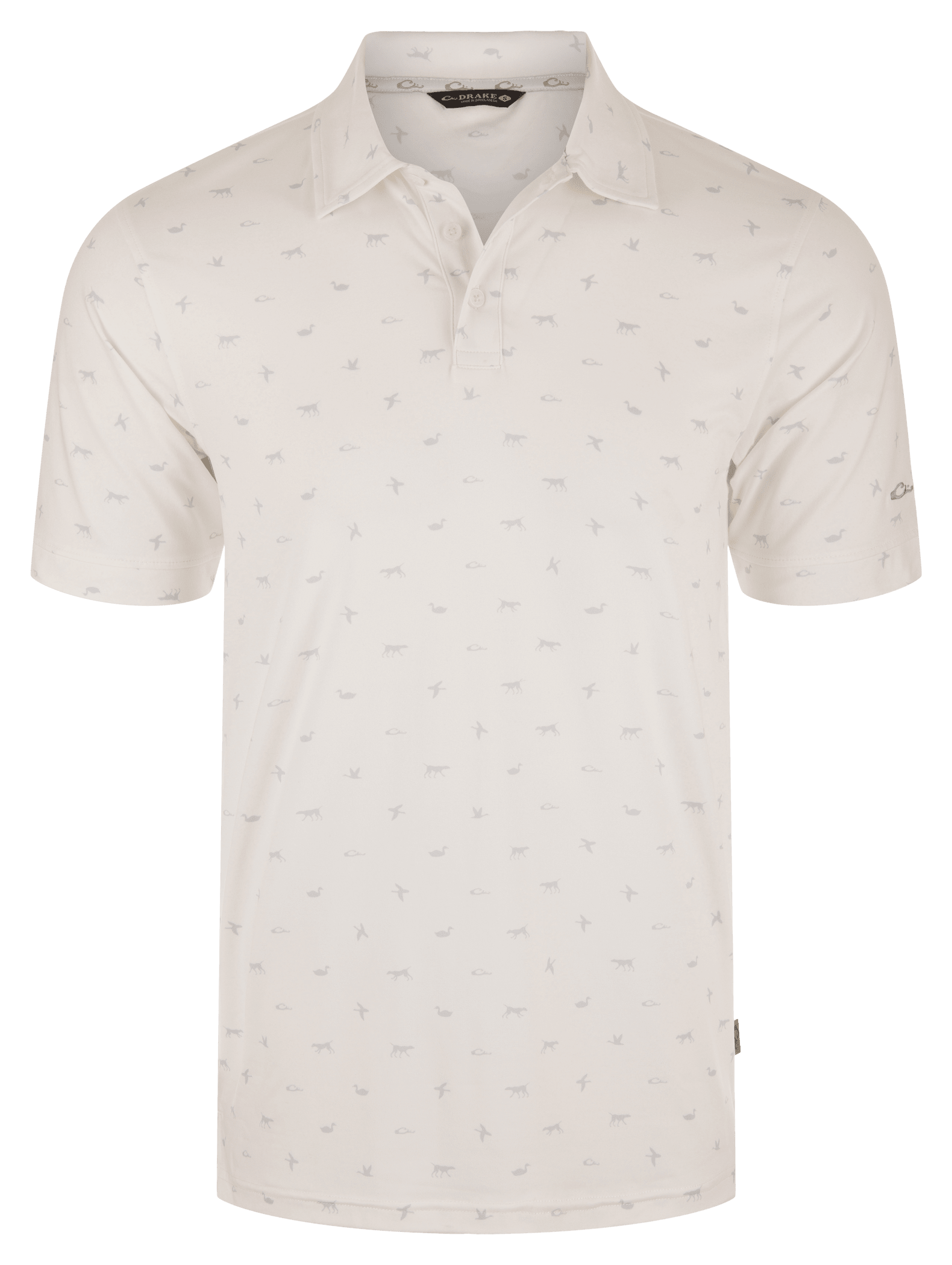 Image of Drake Waterfowl Print Performance Polo - Bright White