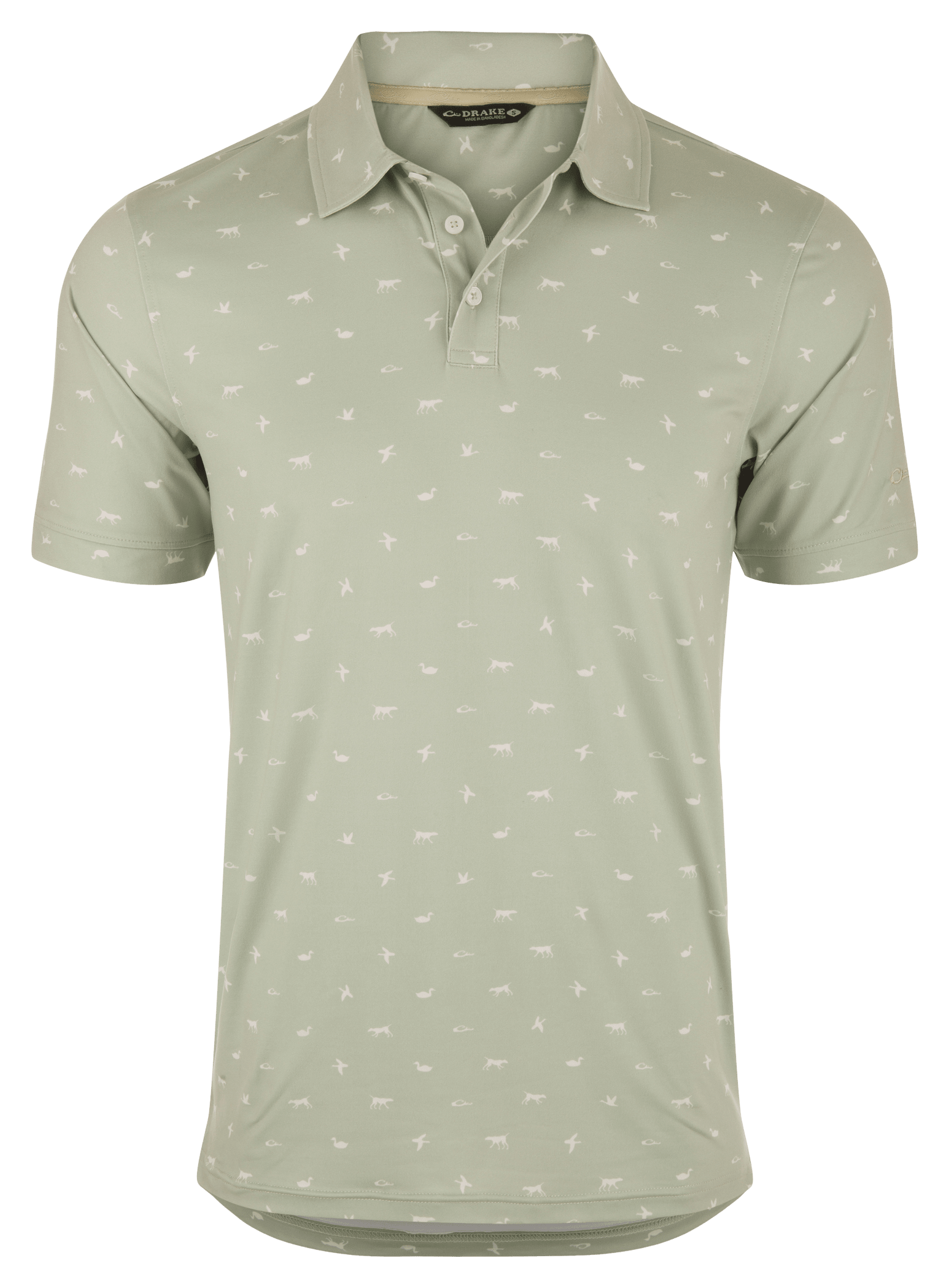 Image of Drake Waterfowl Print Performance Polo - Desert Sage