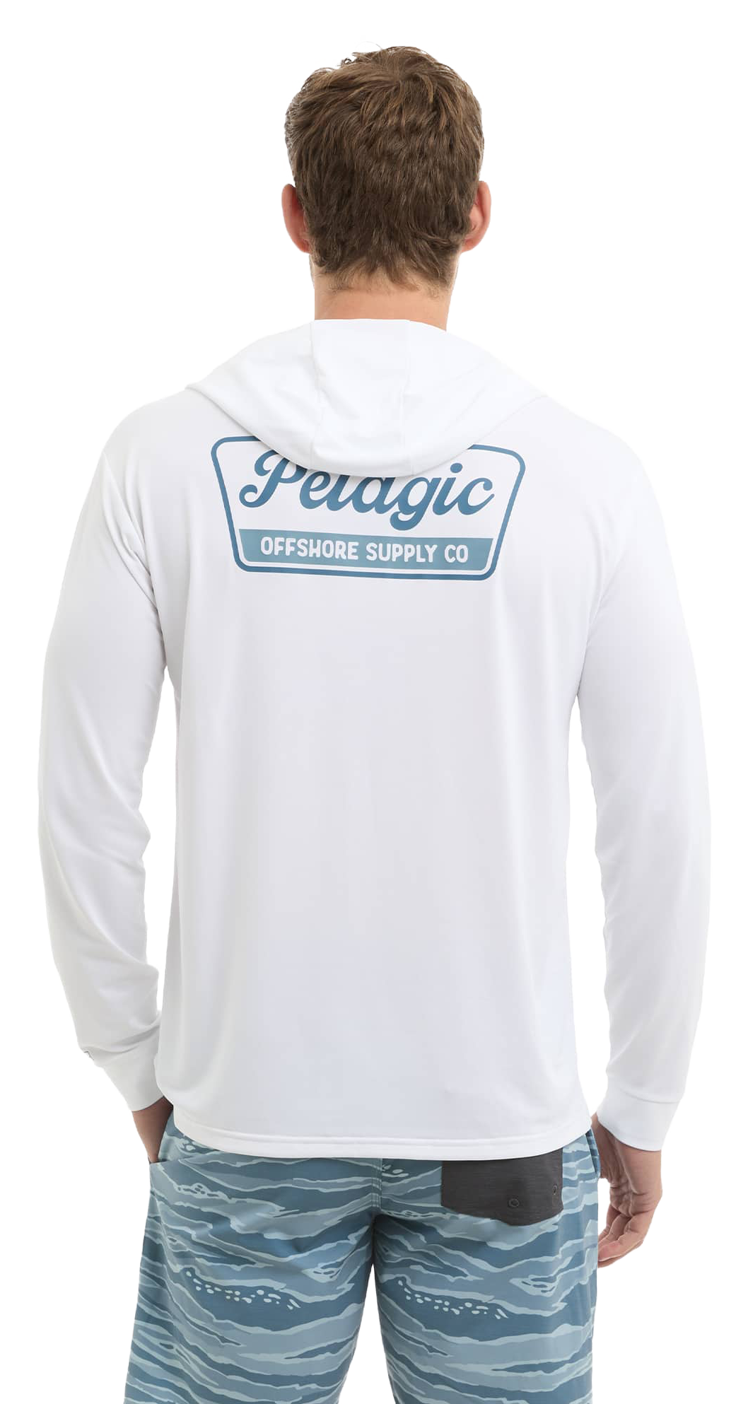 Image of Pelagic Aquatek Dockline Hooded Long-Sleeve Fishing Shirt - White