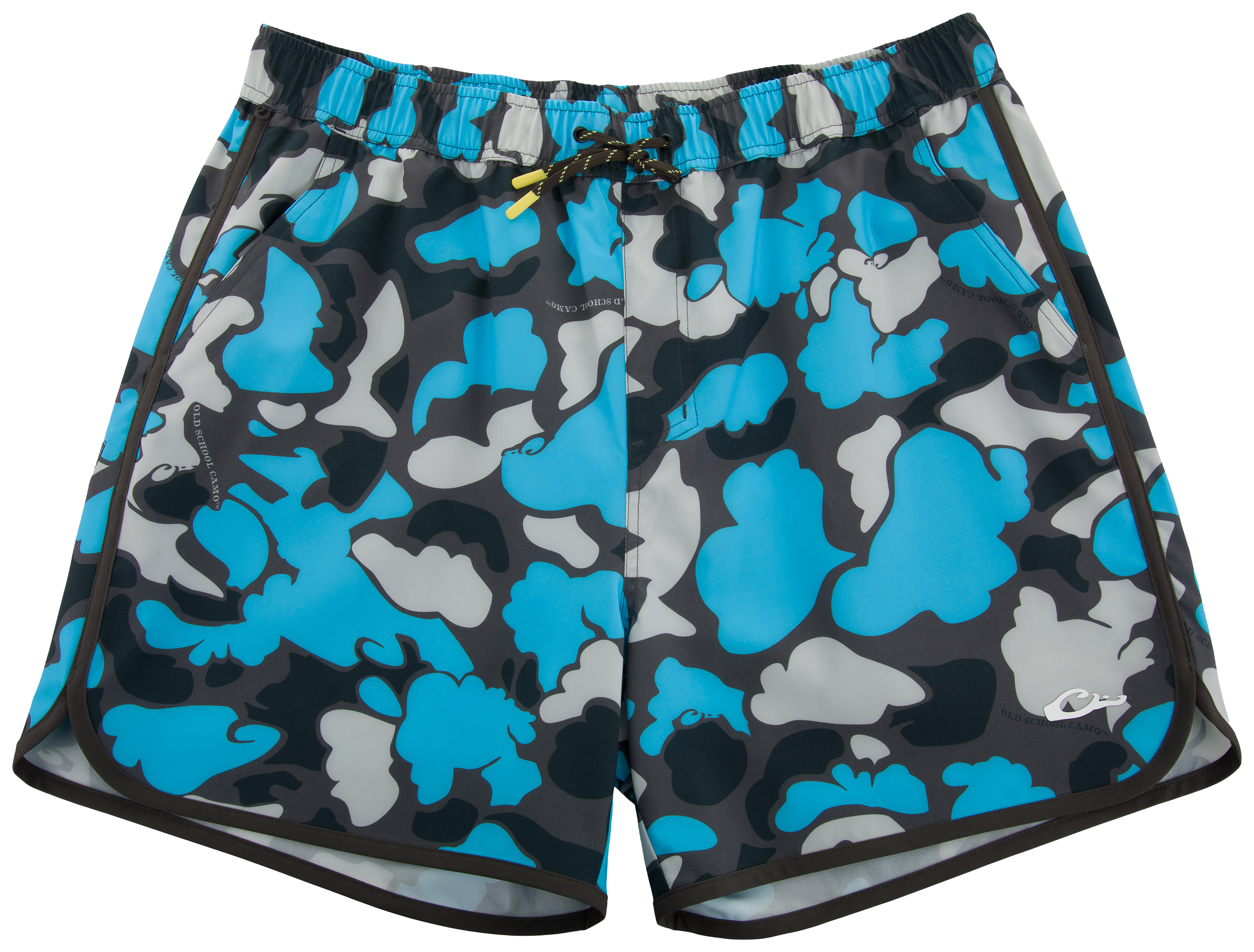 Image of Drake Waterfowl Lake Shore Shorty Shorts - Old School Neon Blue