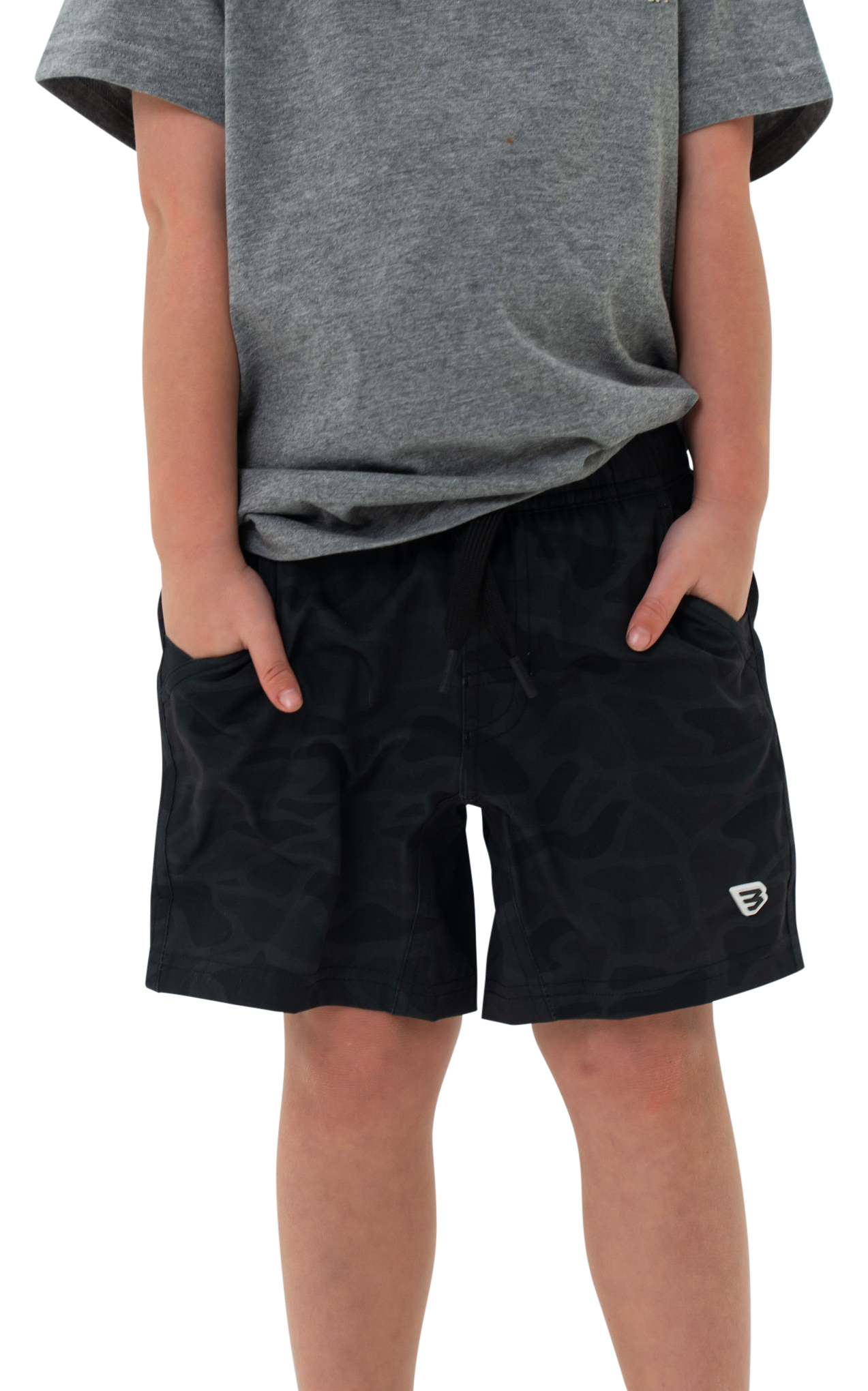 Image of BURLEBO Athletic Shorts for Kids - Black Camo