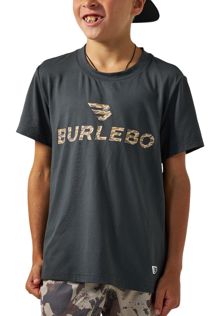 BURLEBO Flying B Logo Short-Sleeve T-Shirt for Kids - Gun Metal - BURLEBO