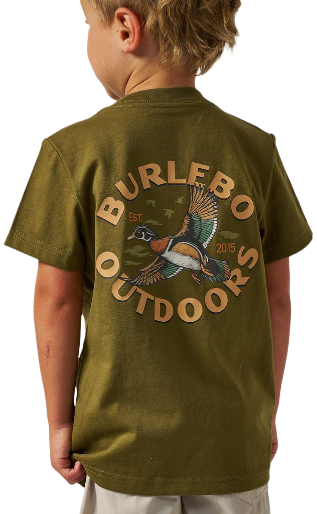 Image of BURLEBO Wood Duck Short-Sleeve T-Shirt for Kids - Hunter Green