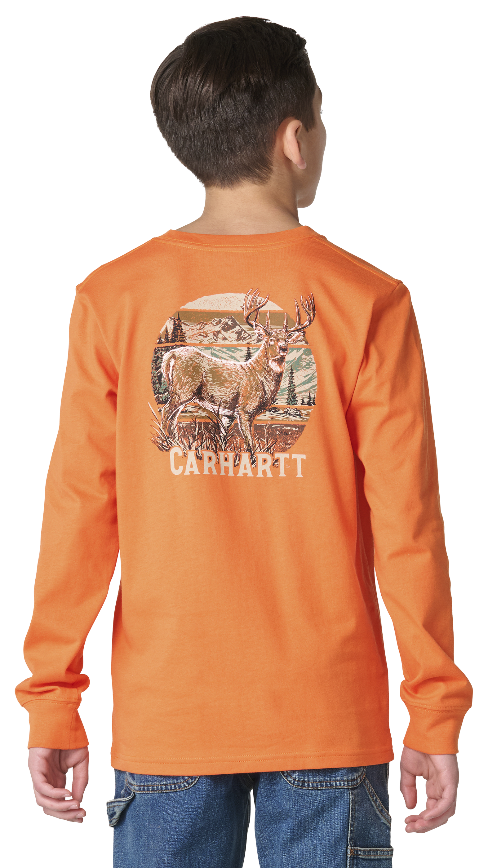 Carhartt Carhartt Whitetail Buck Deer Graphic Long-Sleeve T-Shirt for Kids - Mandarin Orange - $16.99 at Bass Pro Shops