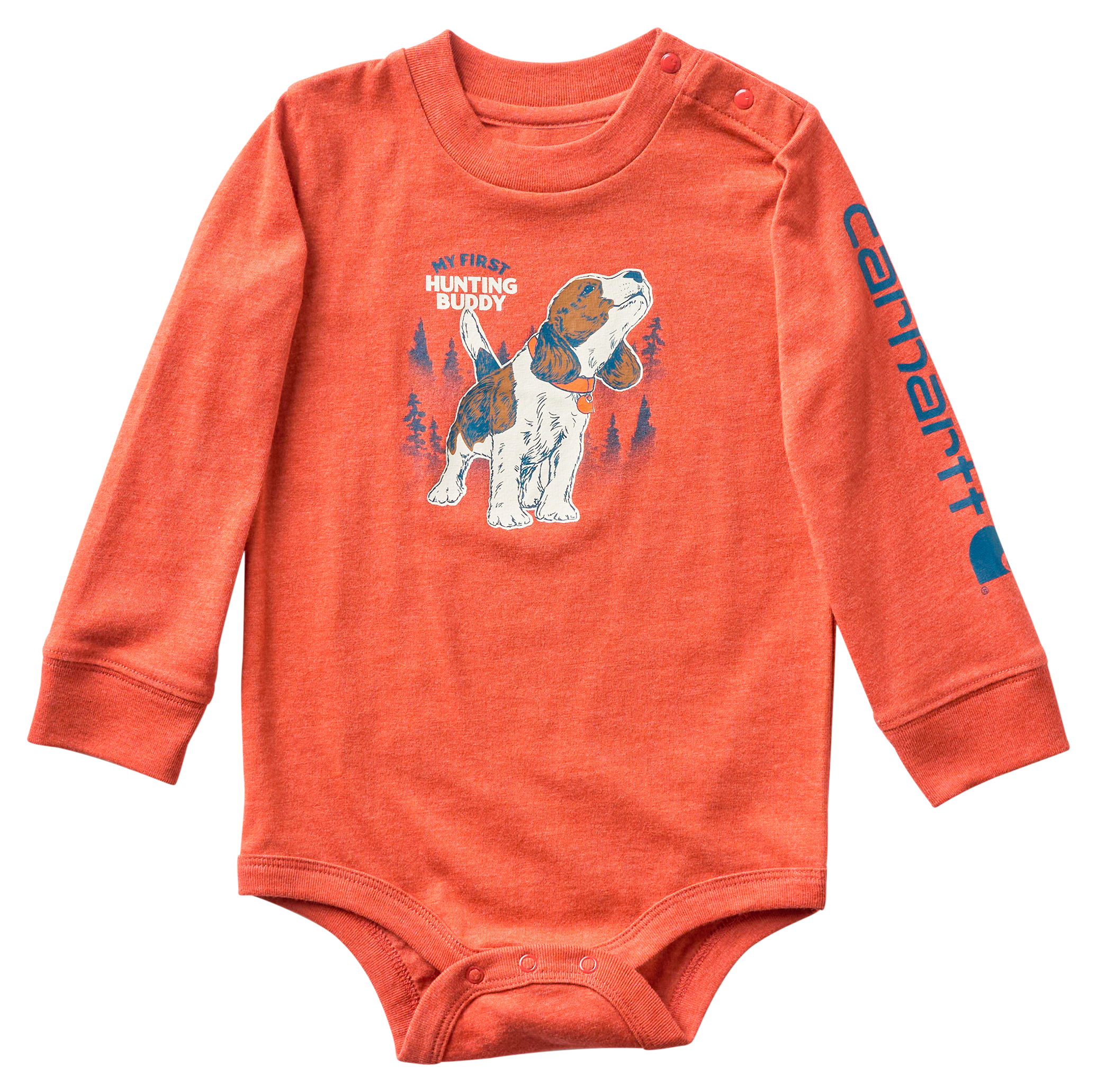 Carhartt Carhartt My First Hunting Buddy Long-Sleeve Bodysuit for Babies - Burnt Brick Heather - $15.99 at Bass Pro Shops