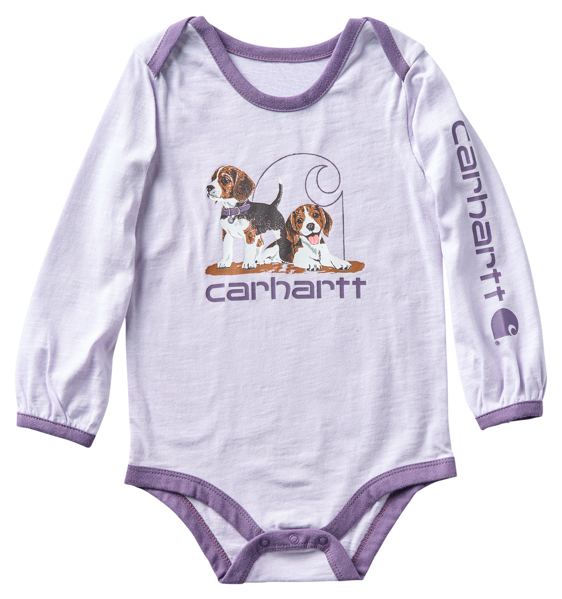 Image of Carhartt Puppy Pals Long-Sleeve Bodysuit for Babies - Thistle