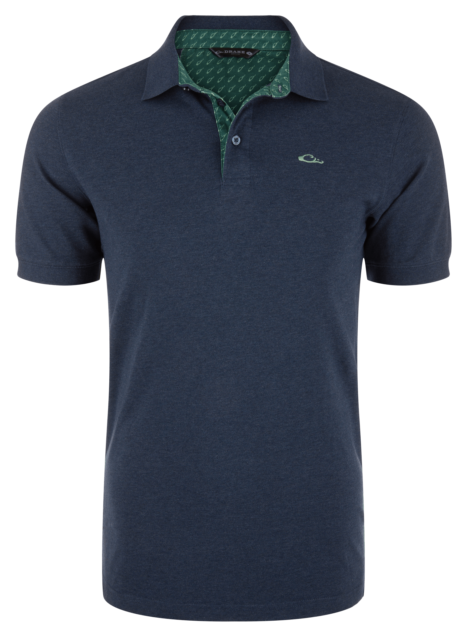Image of Drake Waterfowl Pique Logo Polo Shirt - Insignia Blue Heather