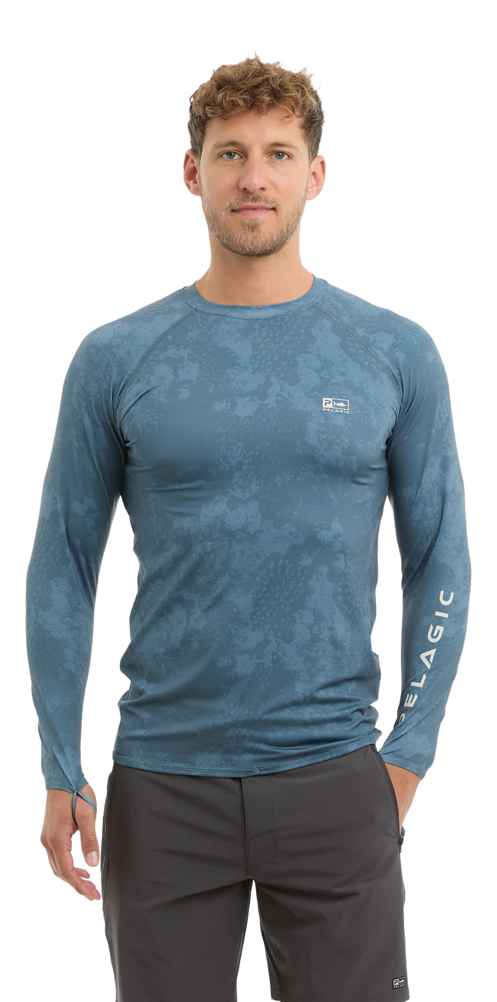 Image of Pelagic Explorer Rashguard Camo Long-Sleeve Shirt - Petrol