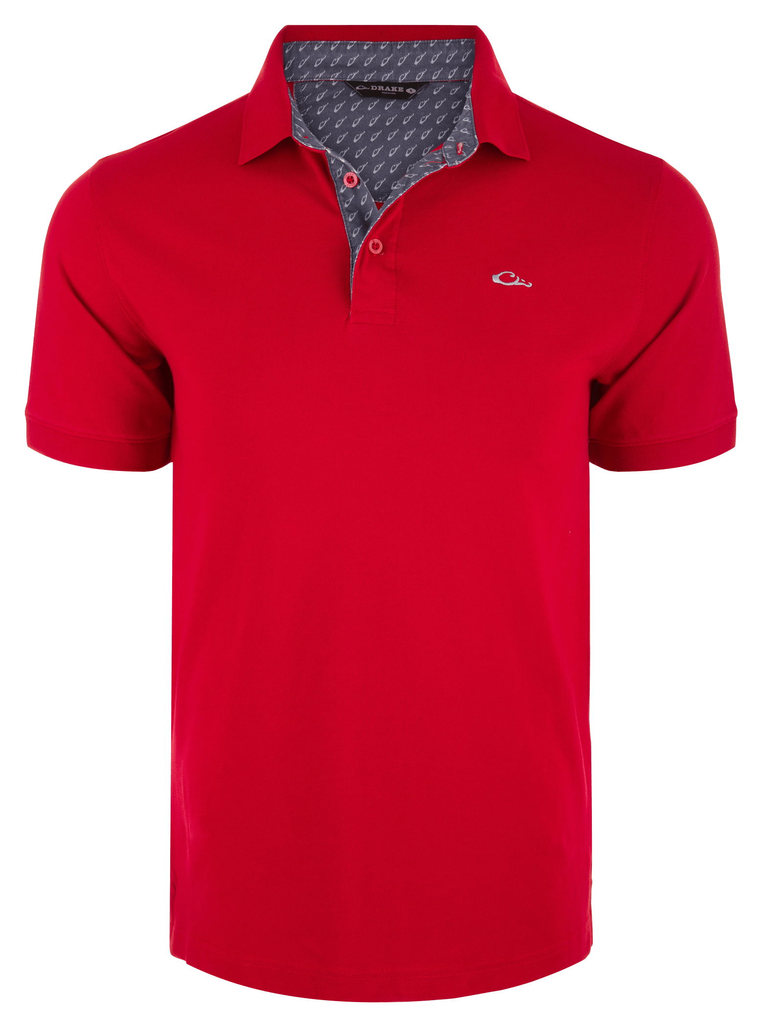 Image of Drake Waterfowl Pique Logo Polo Shirt - Chili Pepper Red