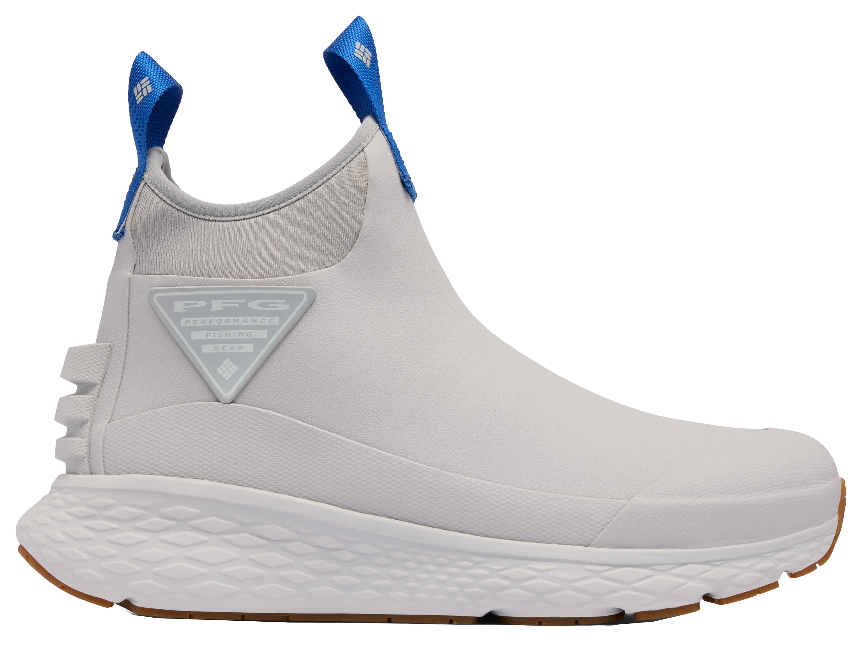 Image of Columbia PFG Dry Tortugas Deck Boots for Men - Grey Ice/Vivid Blue