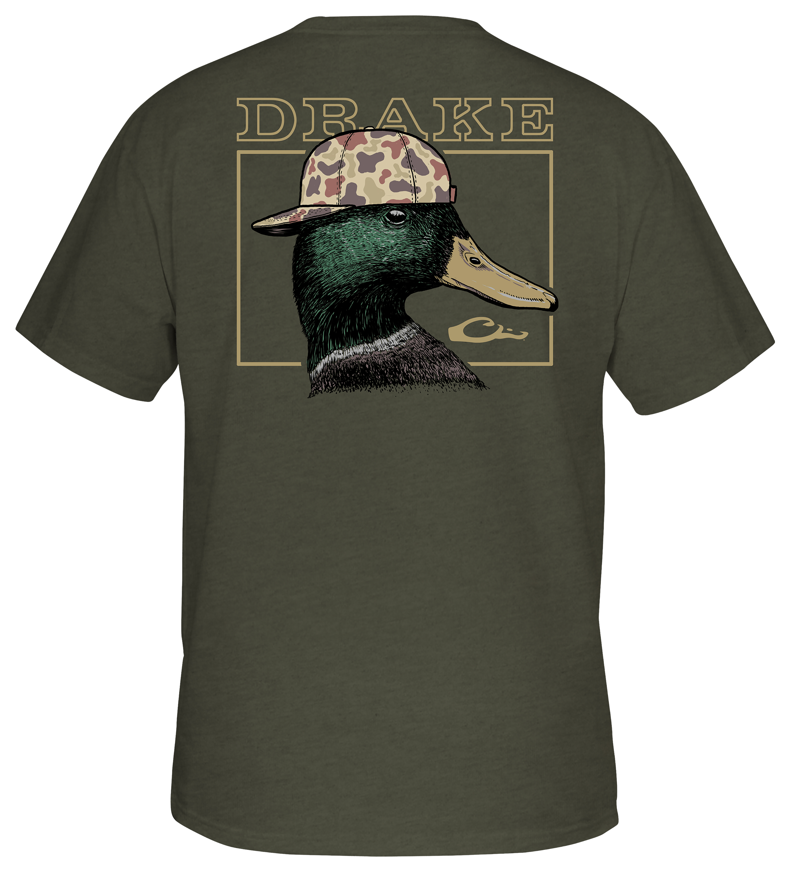 Image of Drake Waterfowl Back Cap Mallard Short-Sleeve Pocket T-Shirt - Olive