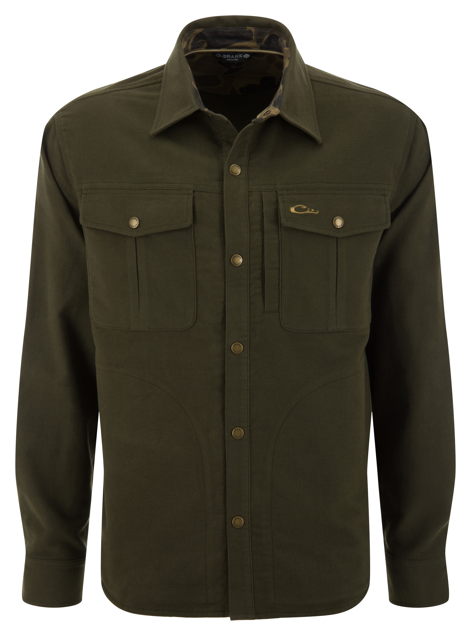 Image of Drake Waterfowl Delta Moleskin Shirt Jacket - Forest Night Olive