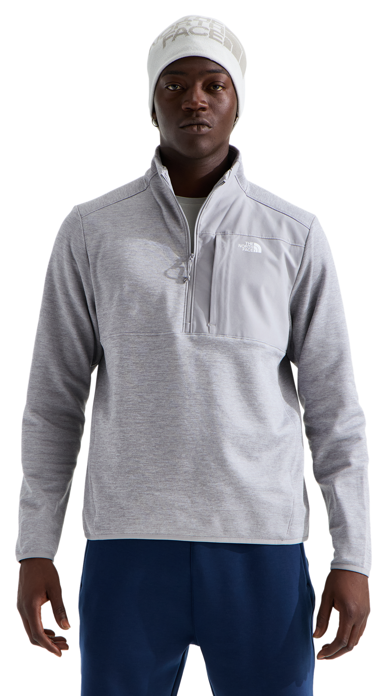 The North Face TNF Performance Fleece Quarter-Zip Pullover - Pale Grey Heather