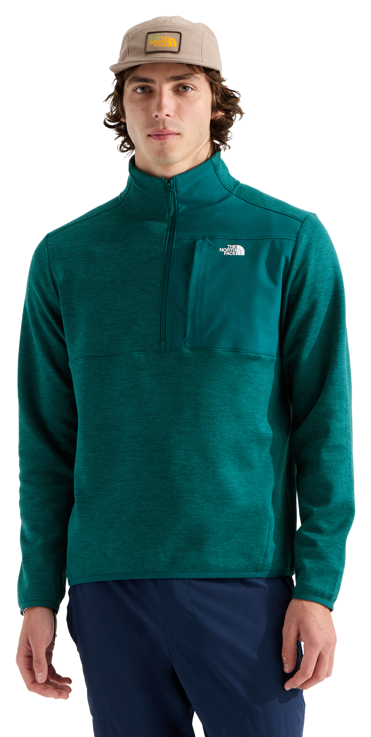 The North Face TNF Performance Fleece Quarter-Zip Pullover - Pacific Teal Dark Heather