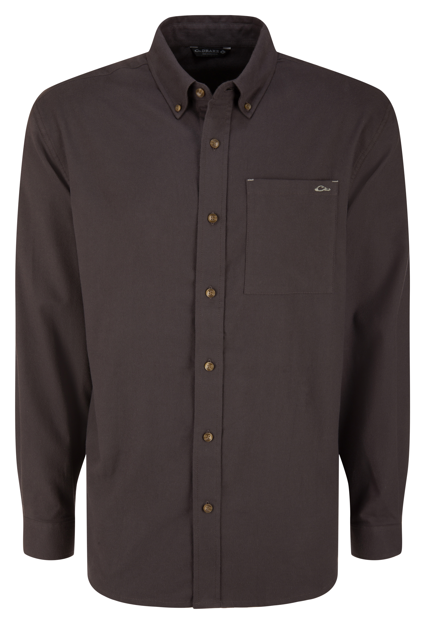 Image of Drake Waterfowl Autumn Flannel Long-Sleeve Shirt - Dark Woods Brown