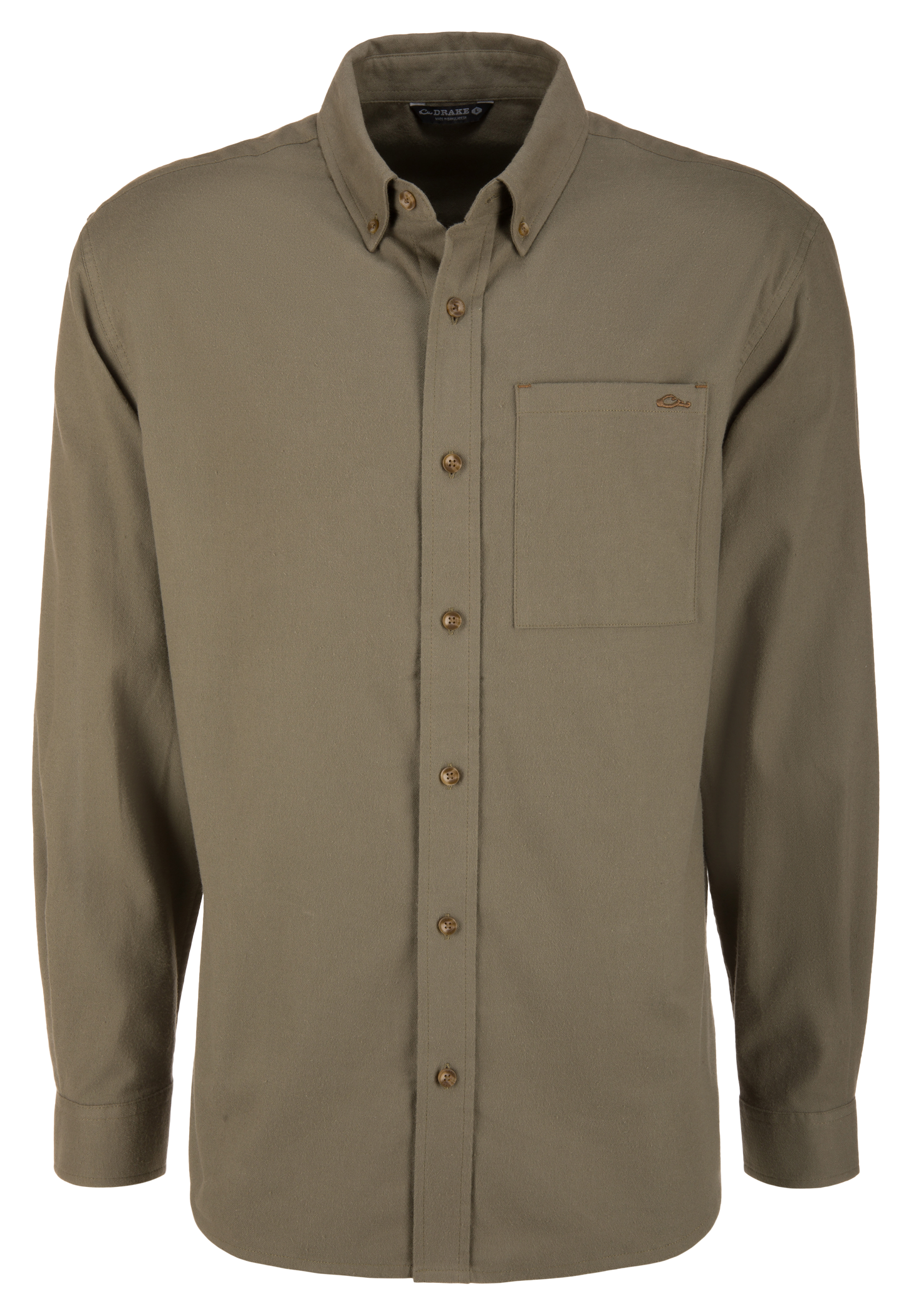 Image of Drake Waterfowl Autumn Flannel Long-Sleeve Shirt - Deep Lichen Green