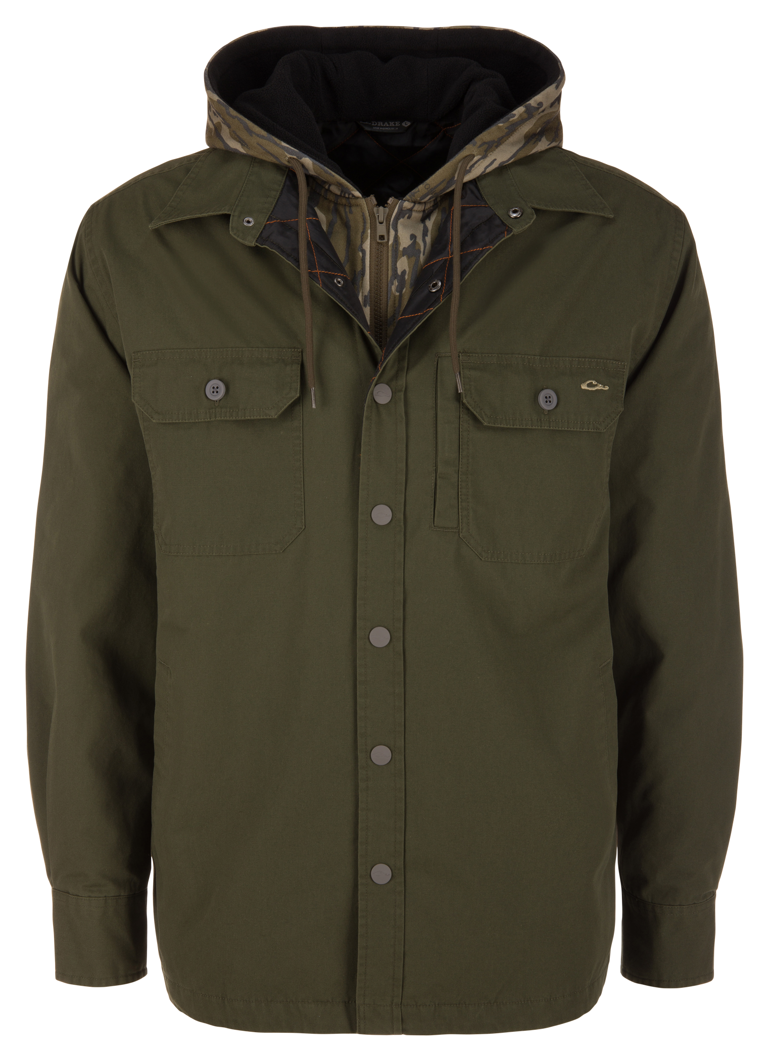 Image of Drake Waterfowl Campfire Canvas Shirt Jacket Hoodie