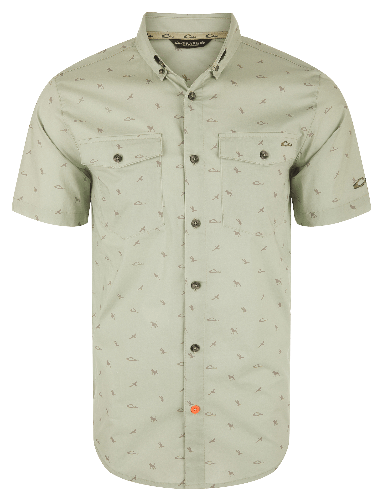 Image of Drake Waterfowl Cotton DDD Print Short-Sleeve Shirt - Desert Sage