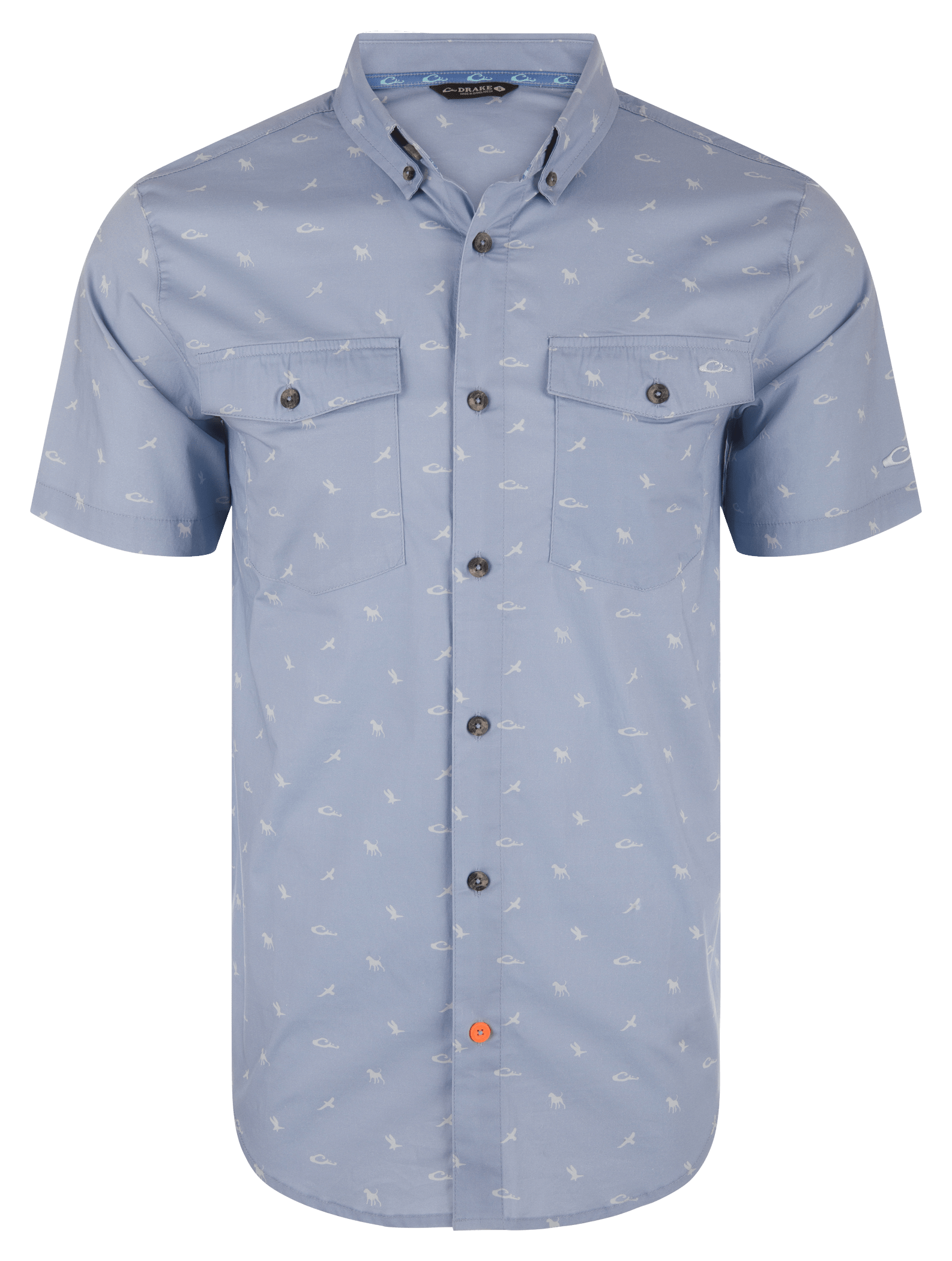 Image of Drake Waterfowl Cotton DDD Print Short-Sleeve Shirt - Rain Washed