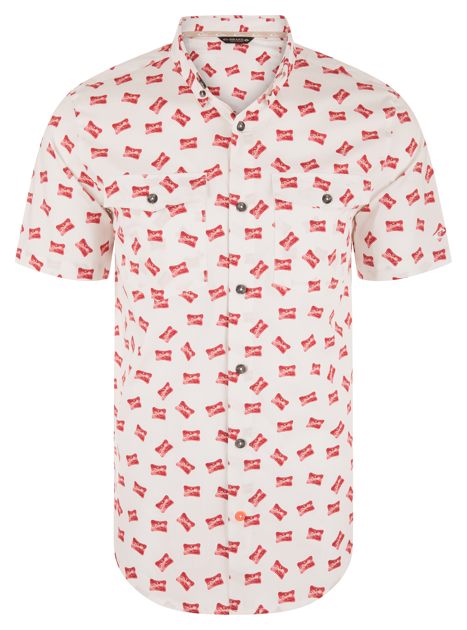 Image of Drake Waterfowl Cotton Drake Life Print Short-Sleeve Shirt - Bright White