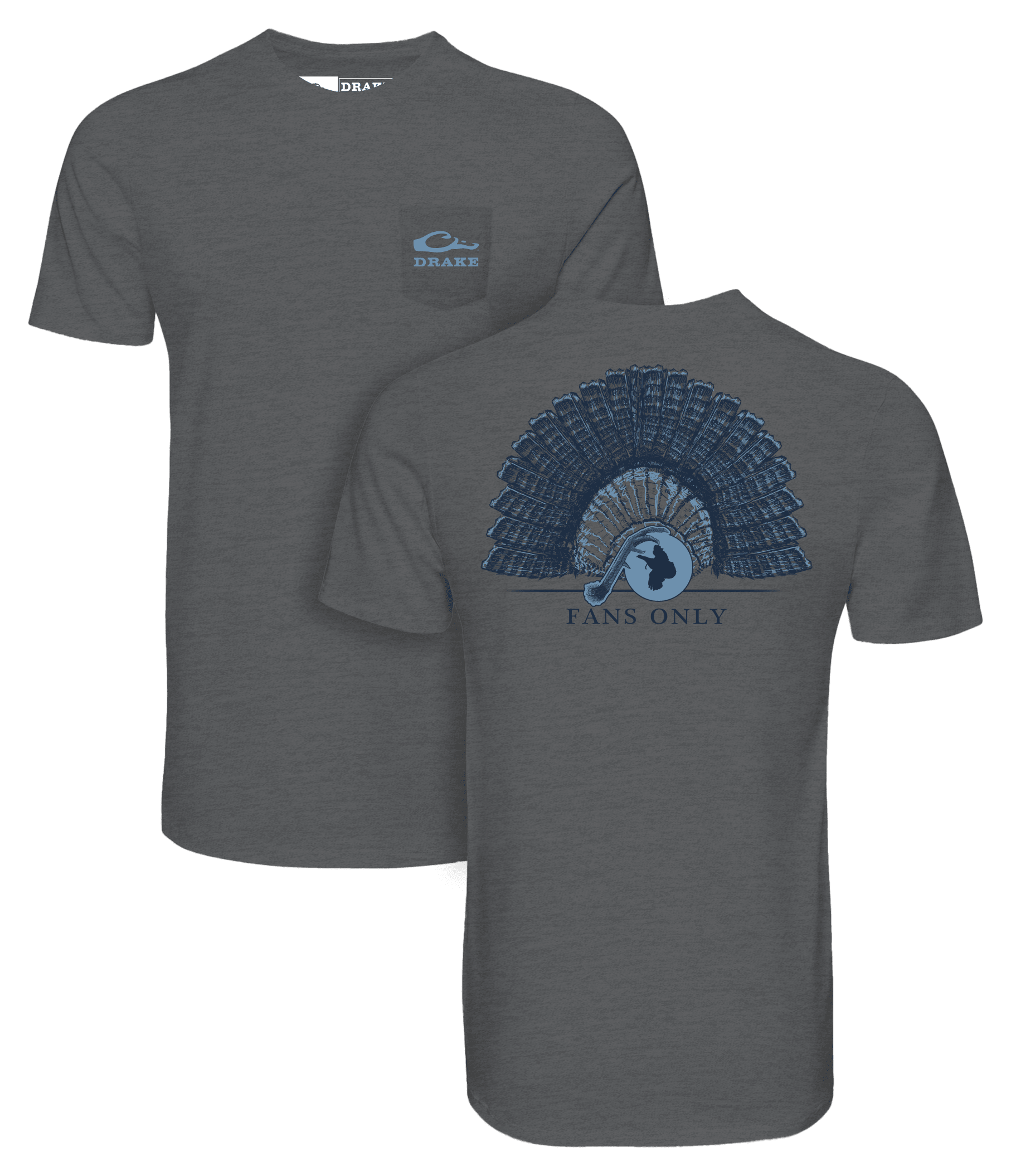 Image of Drake Waterfowl Fans Only Short-Sleeve Pocket T-Shirt - Graphite Heather