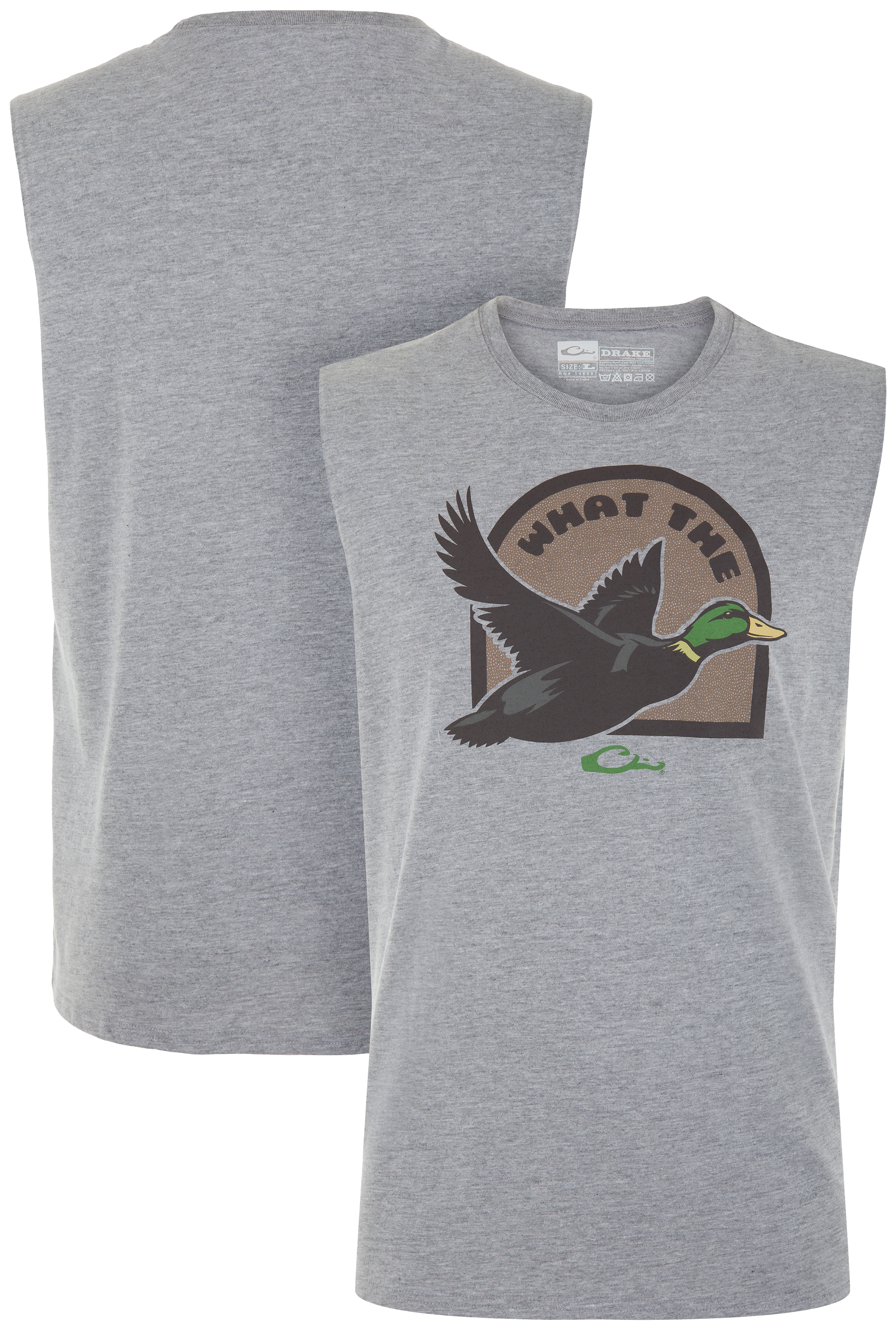 Image of Drake Waterfowl What The Duck Sleeveless T-Shirt - Athletic Heather