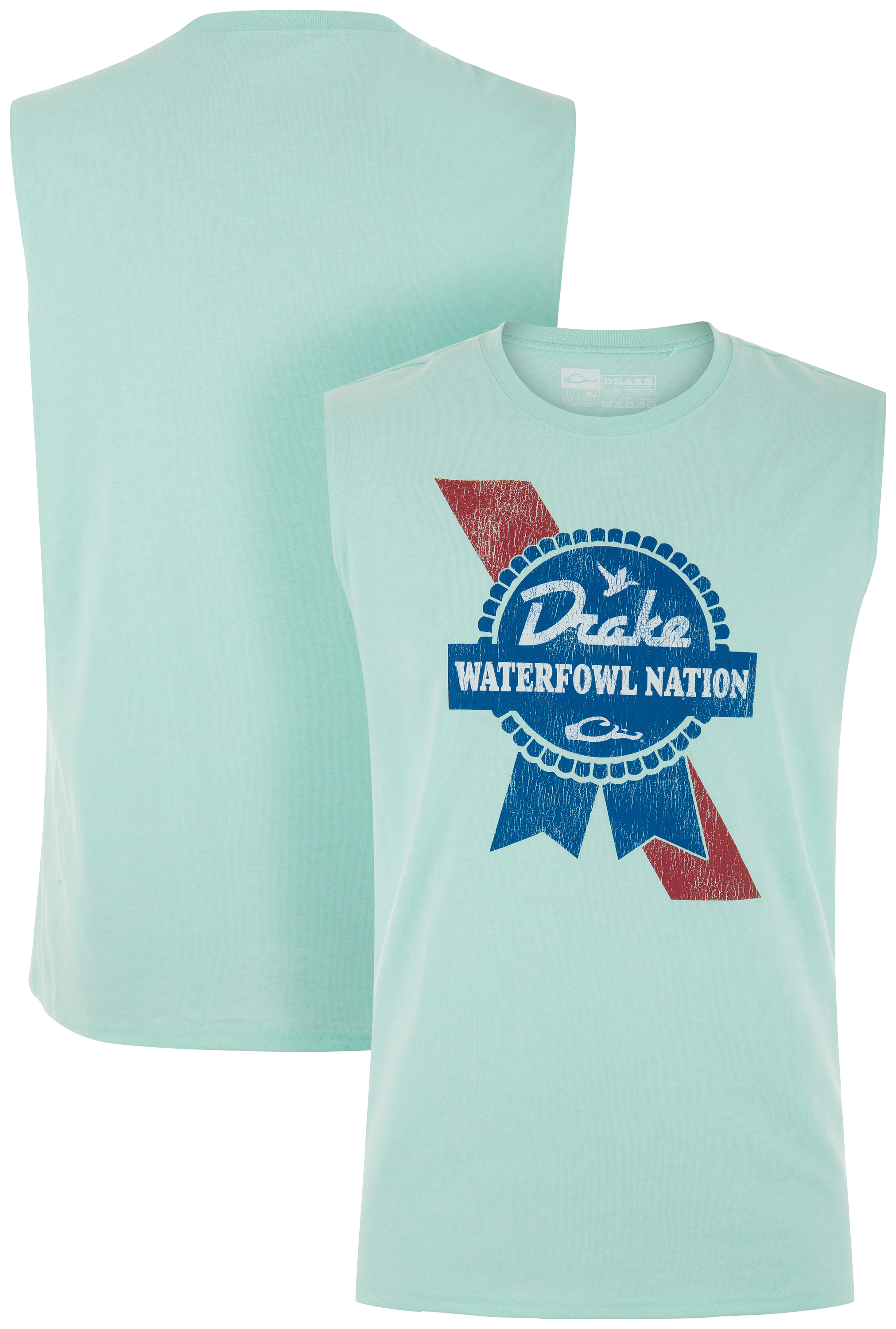 Image of Drake Waterfowl Nation Sleeveless T-Shirt - Beach Glass Light Heather