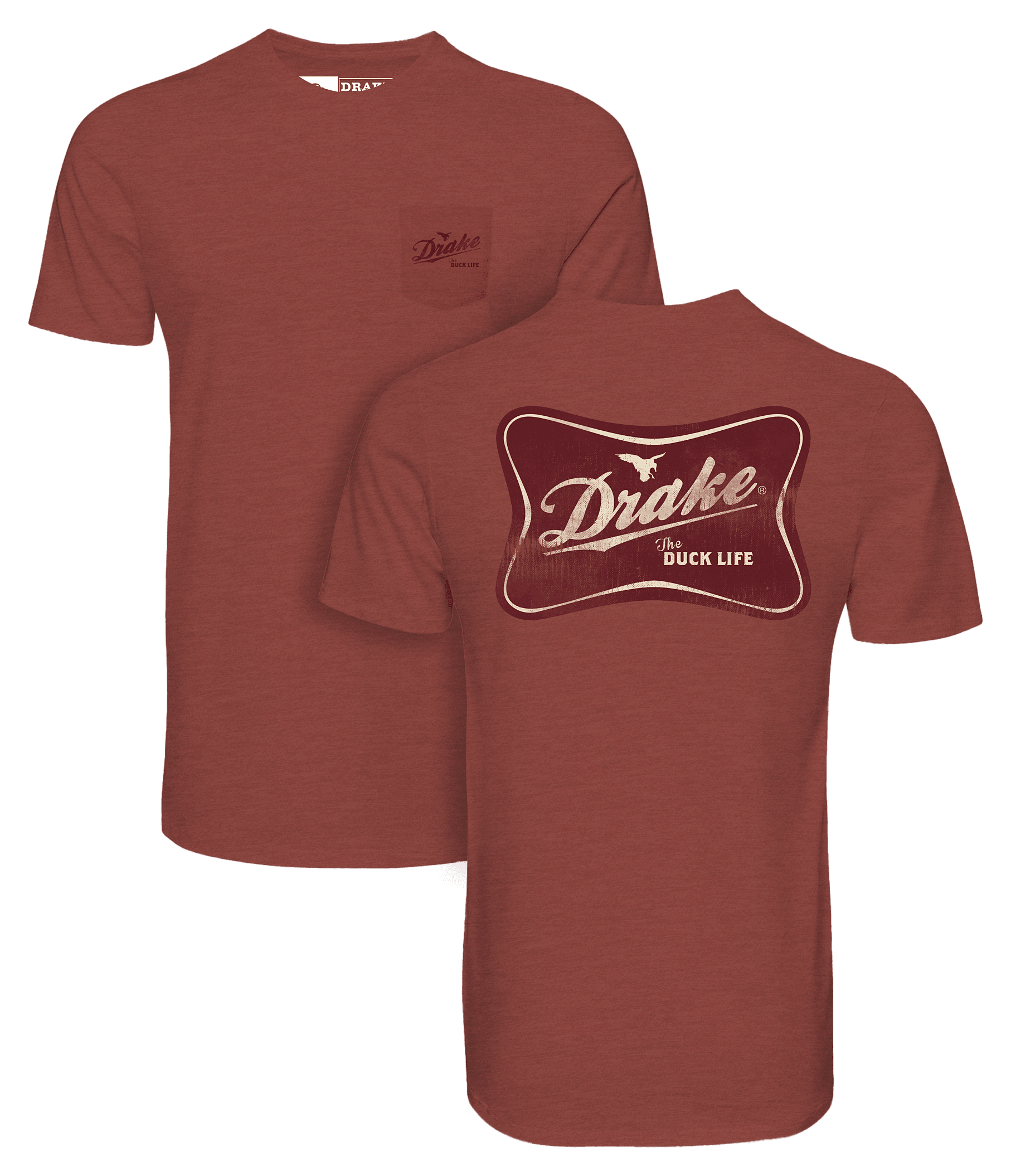Image of Drake Waterfowl The Drake Life Short-Sleeve Pocket T-Shirt - Barn Red Light Heather
