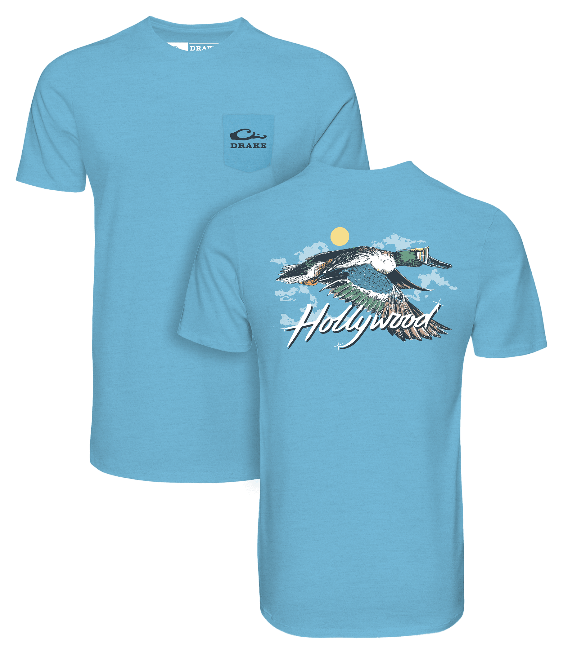 Image of Drake Waterfowl Hollywood Short-Sleeve Pocket T-Shirt - Aquarius Heather