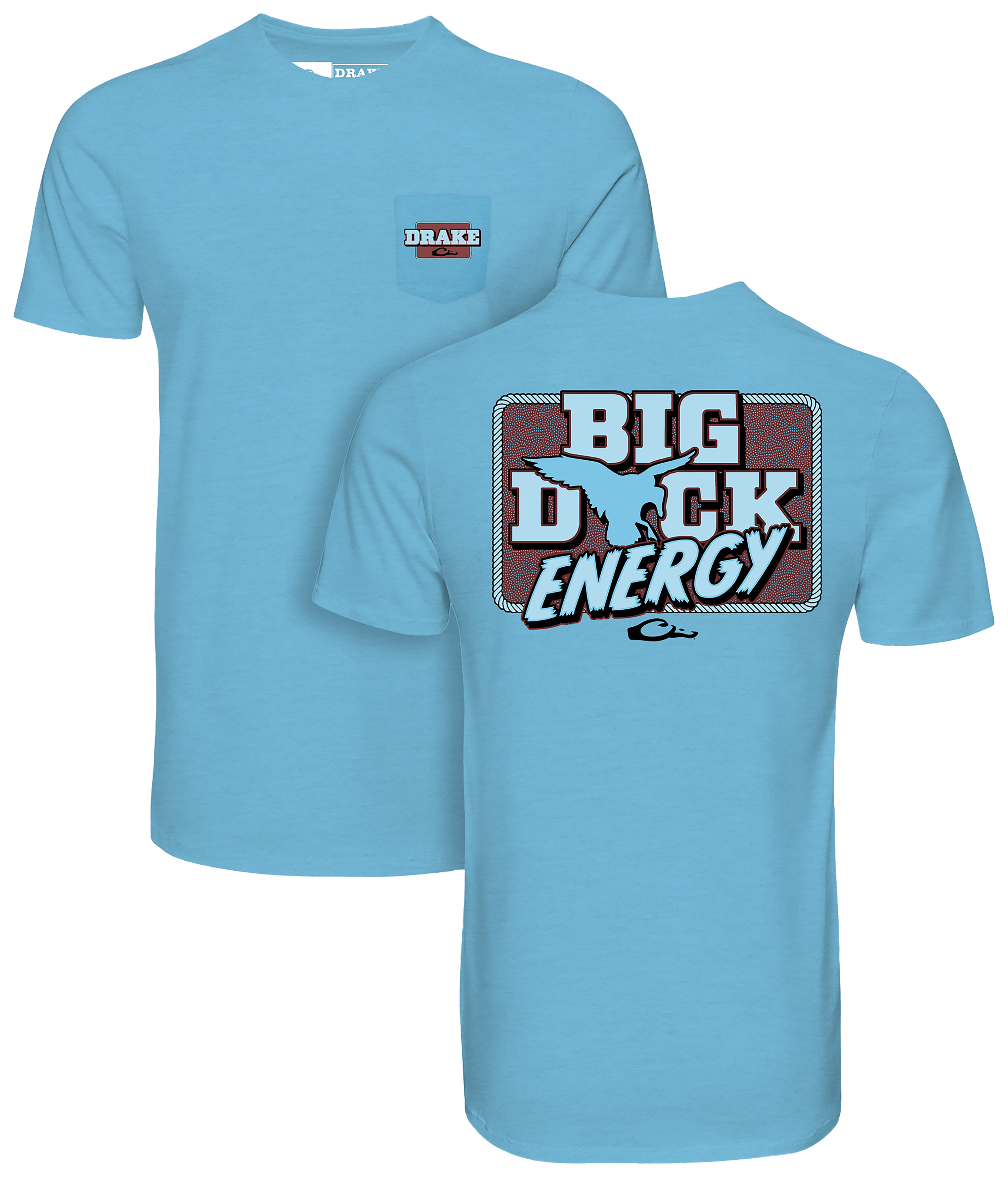 Image of Drake Waterfowl Big Duck Energy Short-Sleeve Pocket T-Shirt - Aquarius Heather