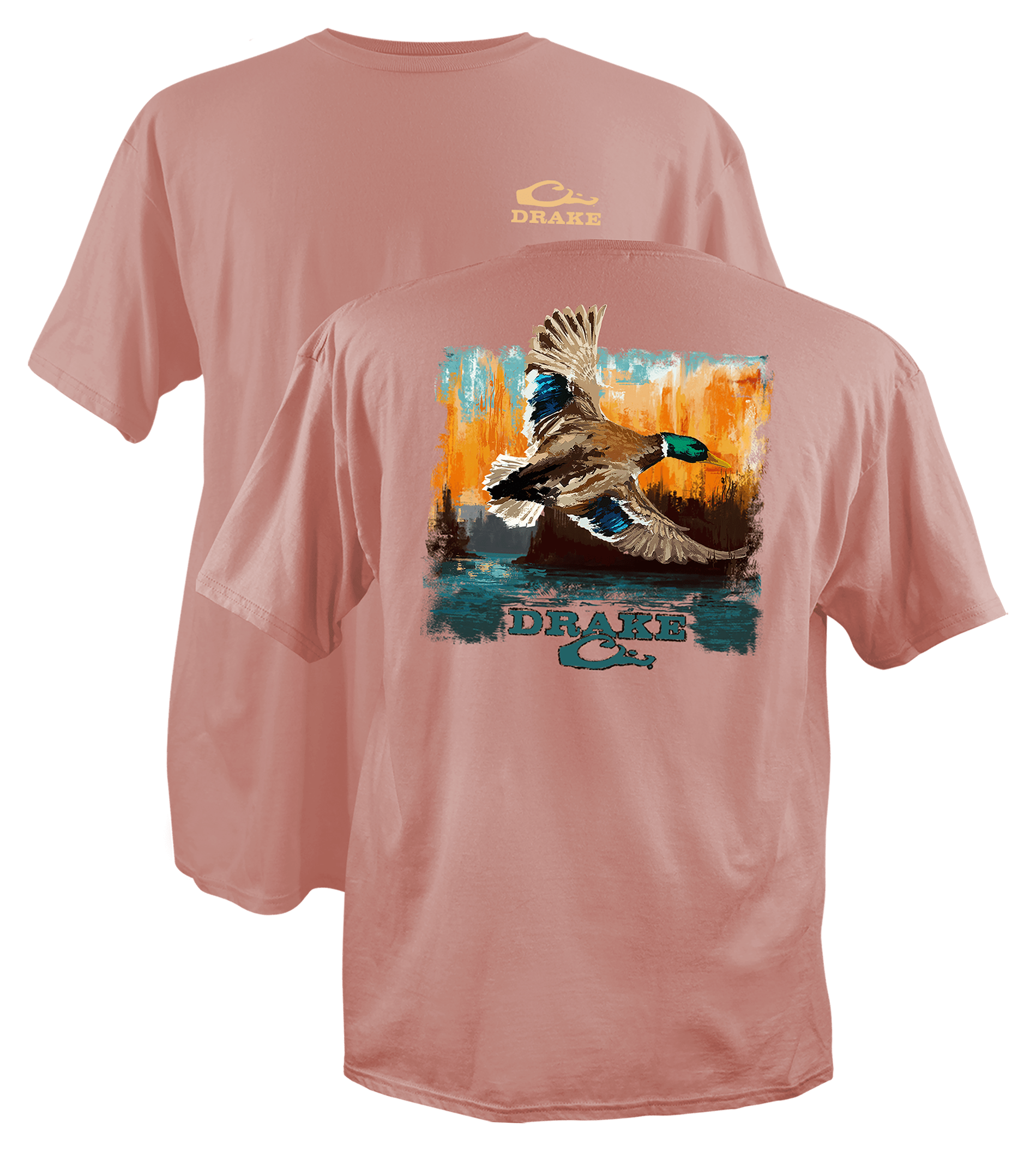 Image of Drake Waterfowl Watercolor Mallard Short-Sleeve T-Shirt - Terra Cotta