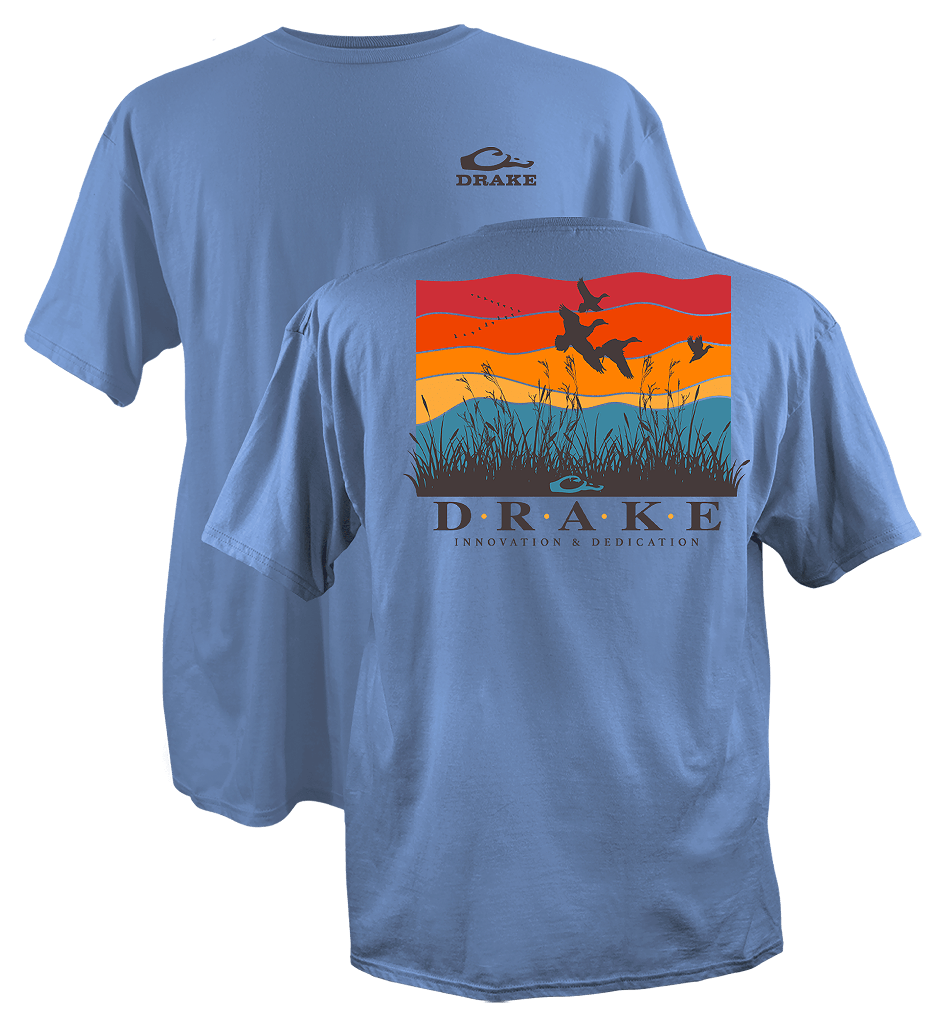 Image of Drake Waterfowl Flyway Sunrise Cotton Short-Sleeve T-Shirt - Palace Blue