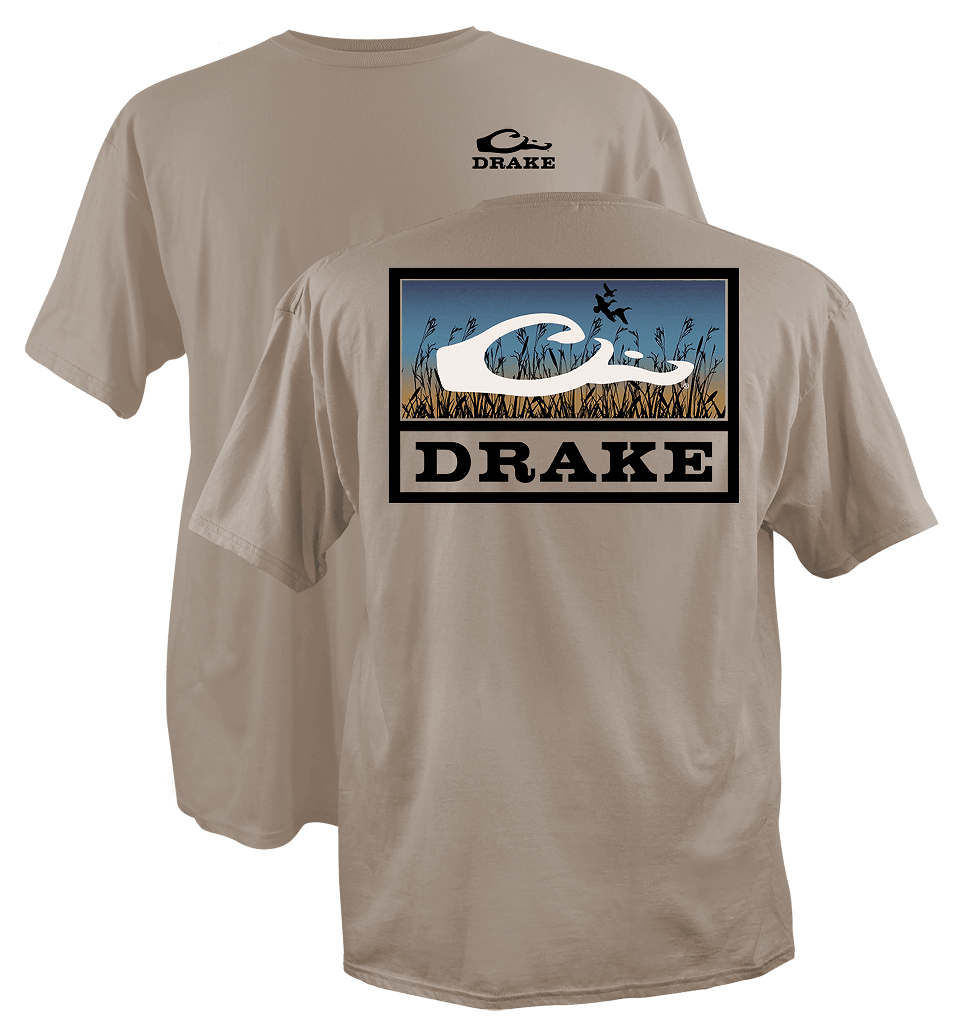 Image of Drake Waterfowl Marsh Flight Cotton Short-Sleeve T-Shirt - Cobblestone Light Heather
