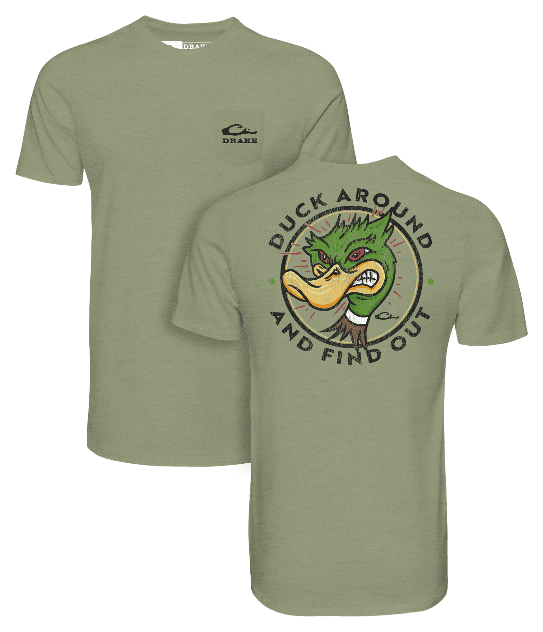 Image of Drake Waterfowl Duck Around Short-Sleeve Pocket T-Shirt - Sage Light Heather